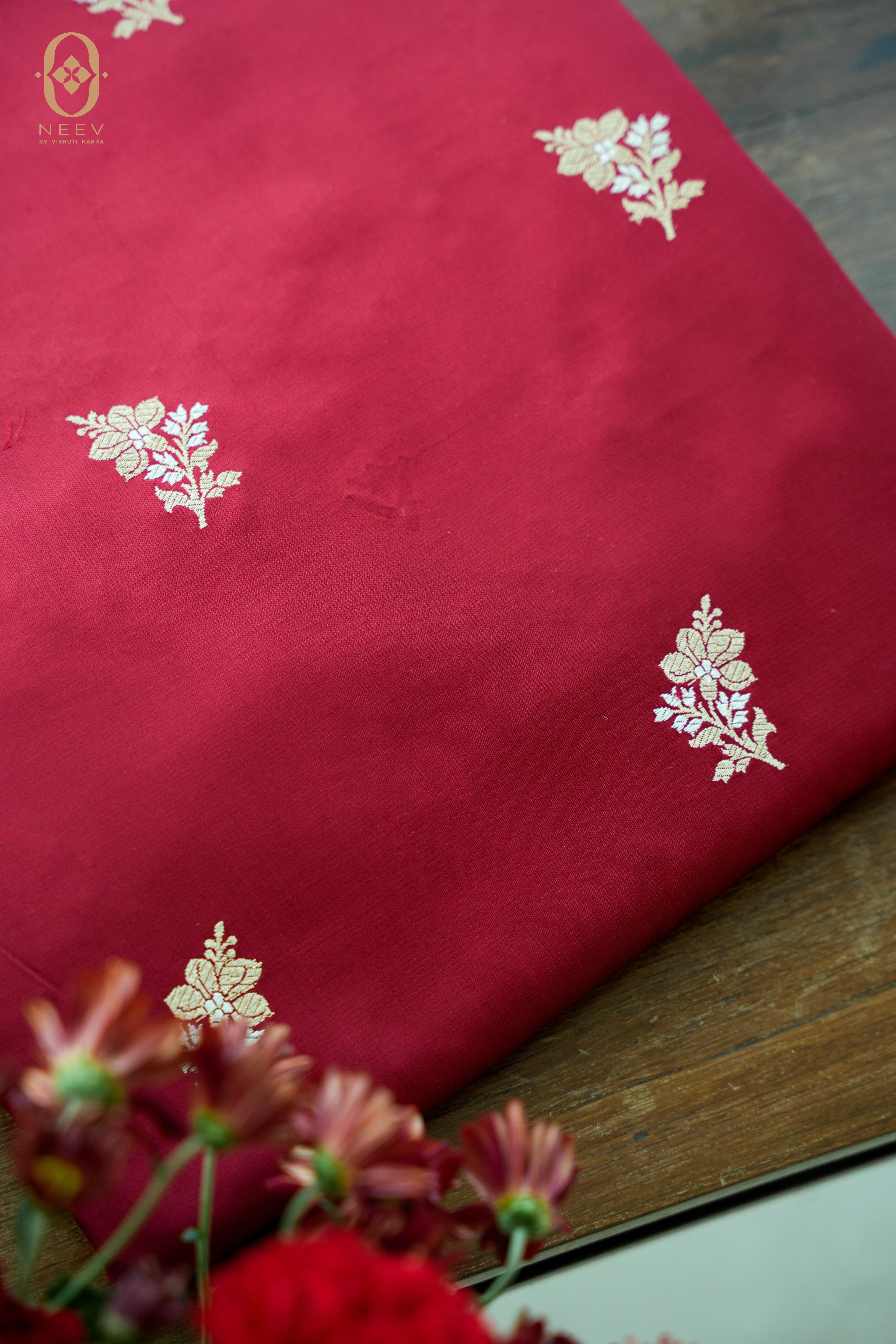 Satin Silk Boota Fabric