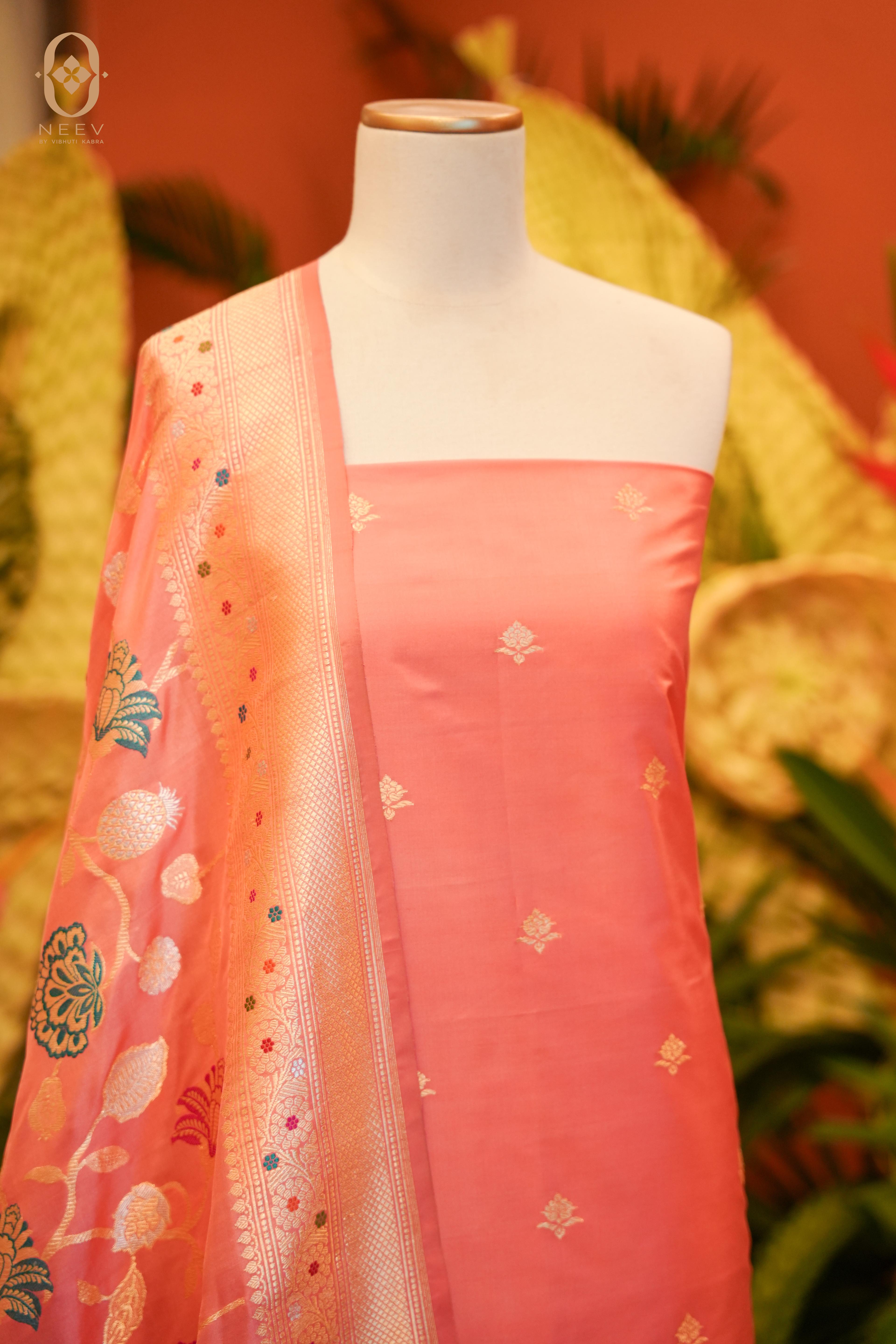 Katan Silk with Meenakari Jaal Dupatta Suit Set
