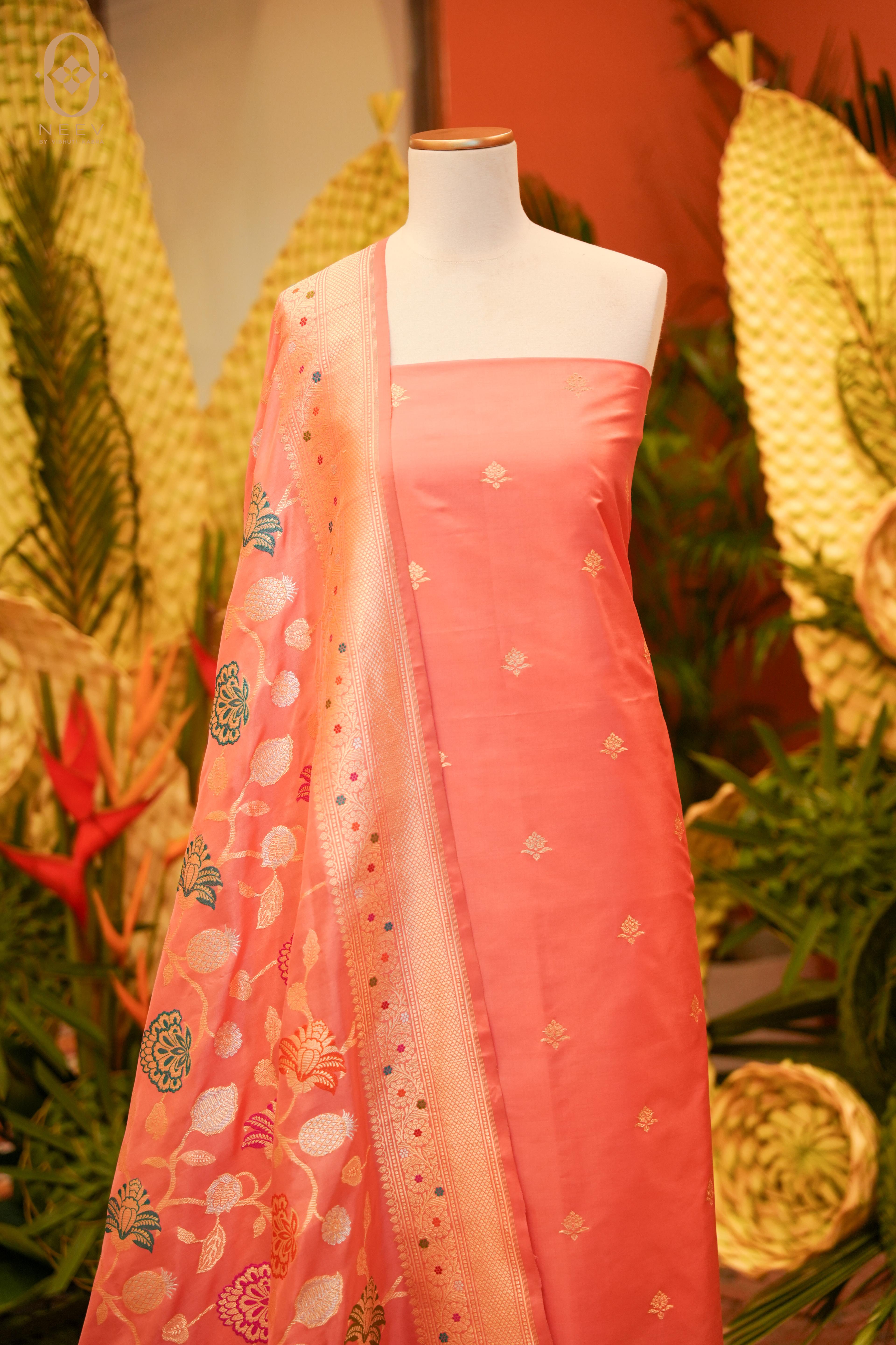 Katan Silk with Meenakari Jaal Dupatta Suit Set