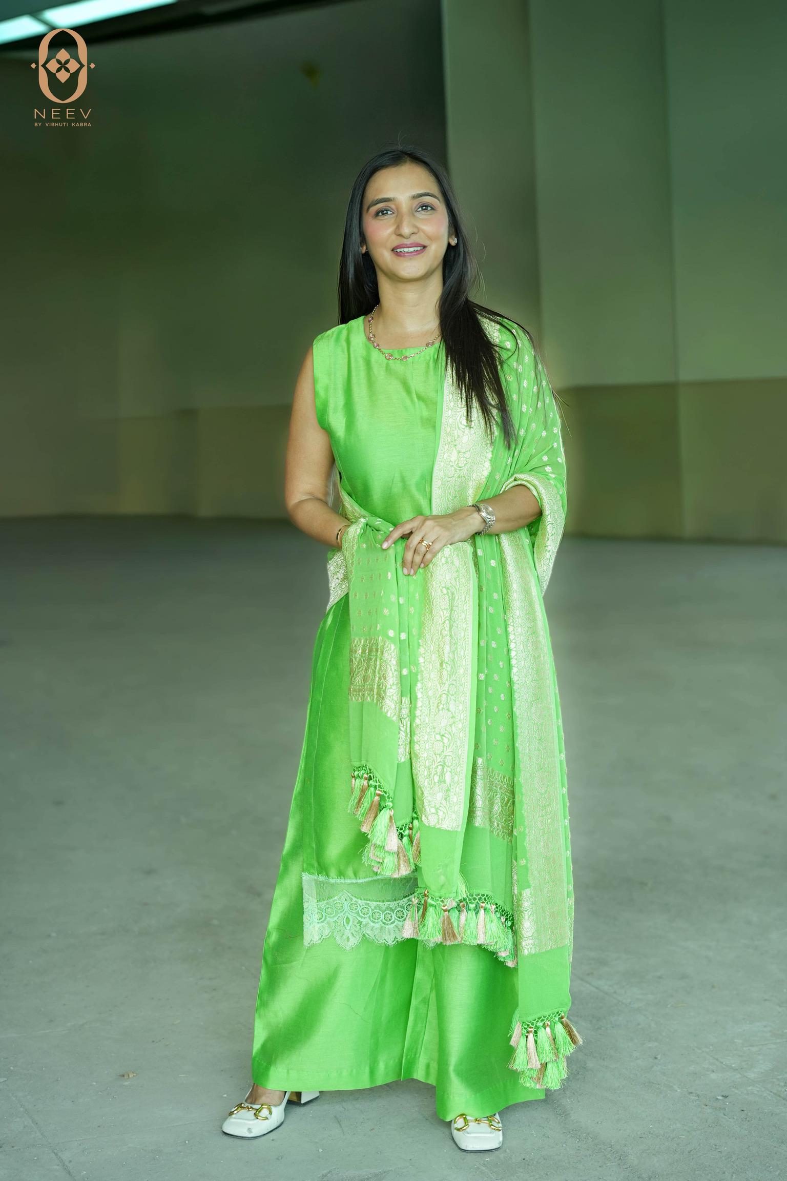 Unstitched Chanderi Suit Set