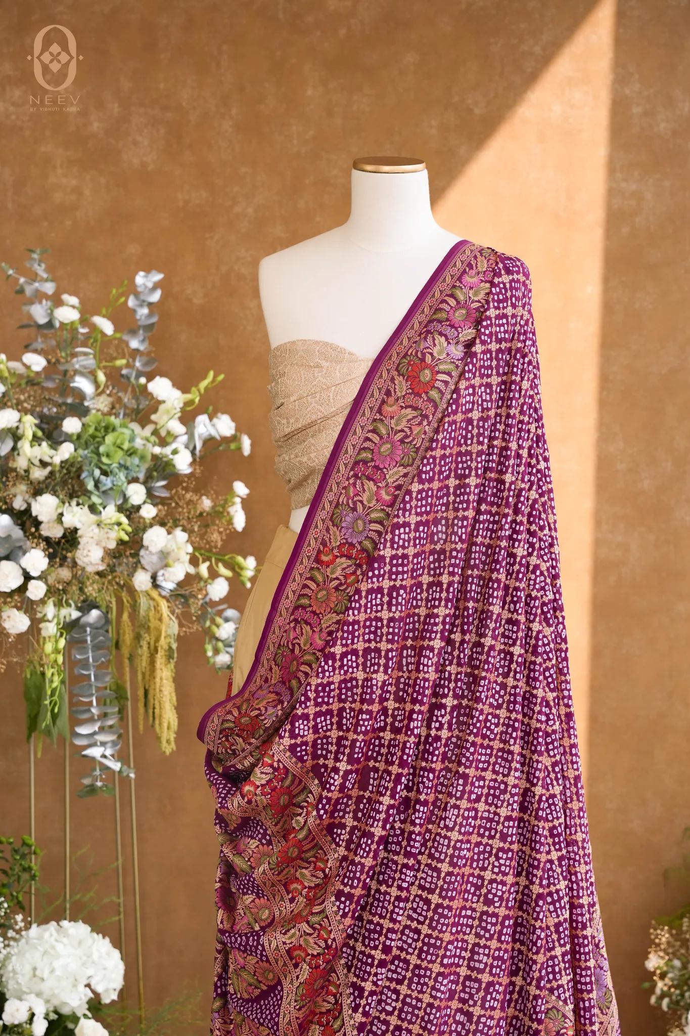 Georgette Bandhani Dupatta With Meenakari