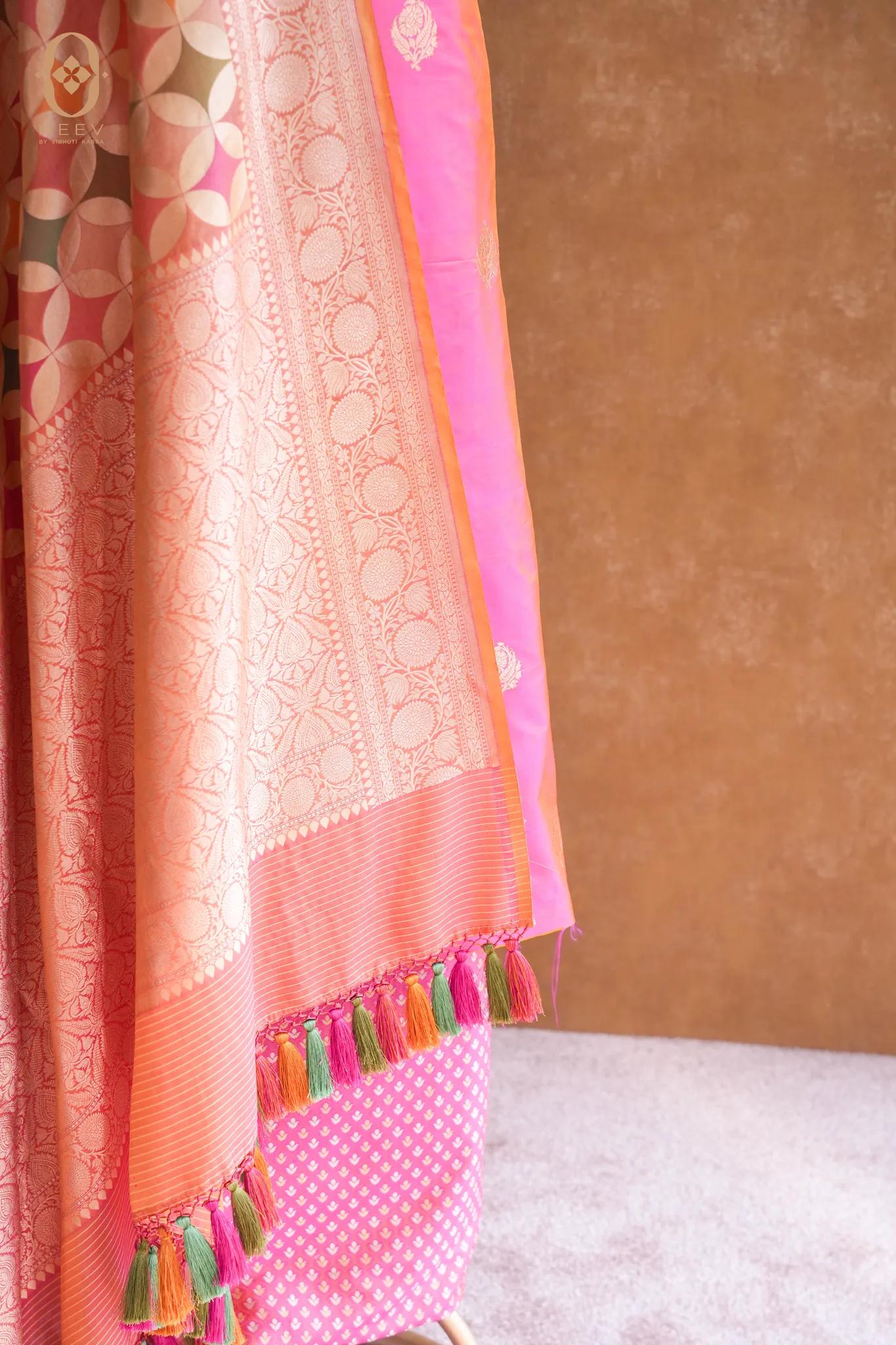 Katan Silk Suit With Rangkat Katan Silk Dupatta