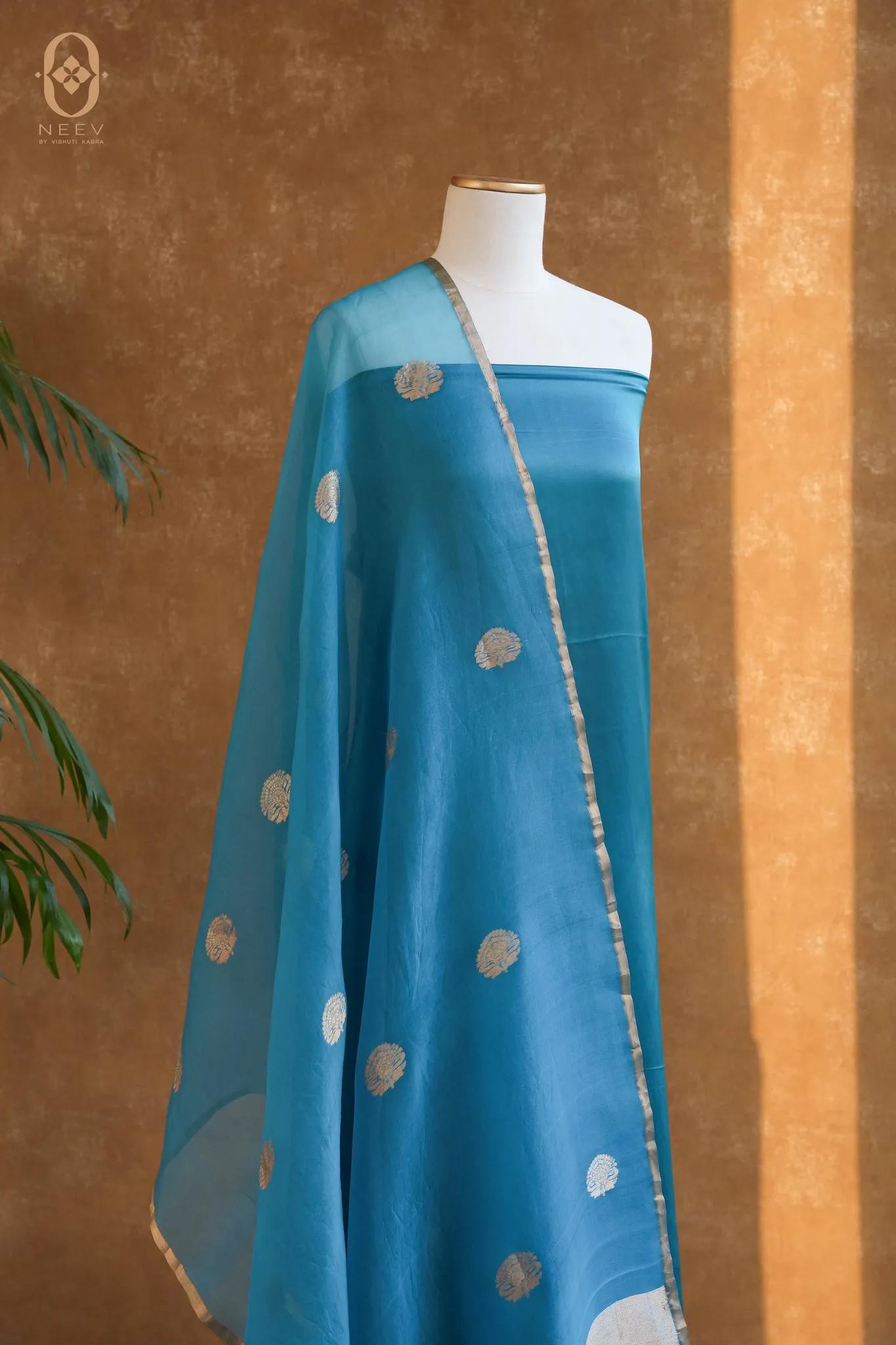 Fire Fly Ocean Blue Satin Suit Set