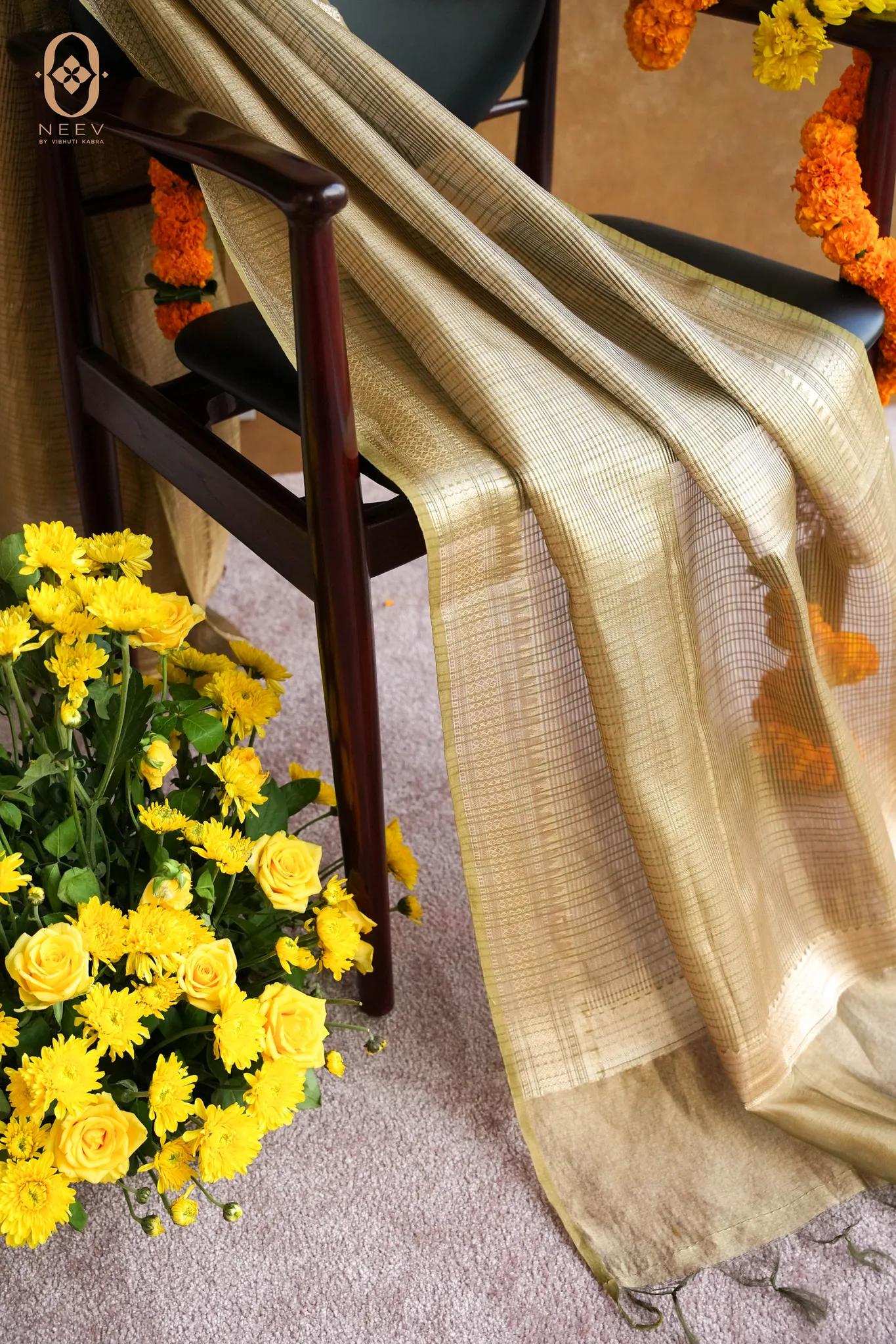 Mehendi Rang Chanderi Tissue Dupatta