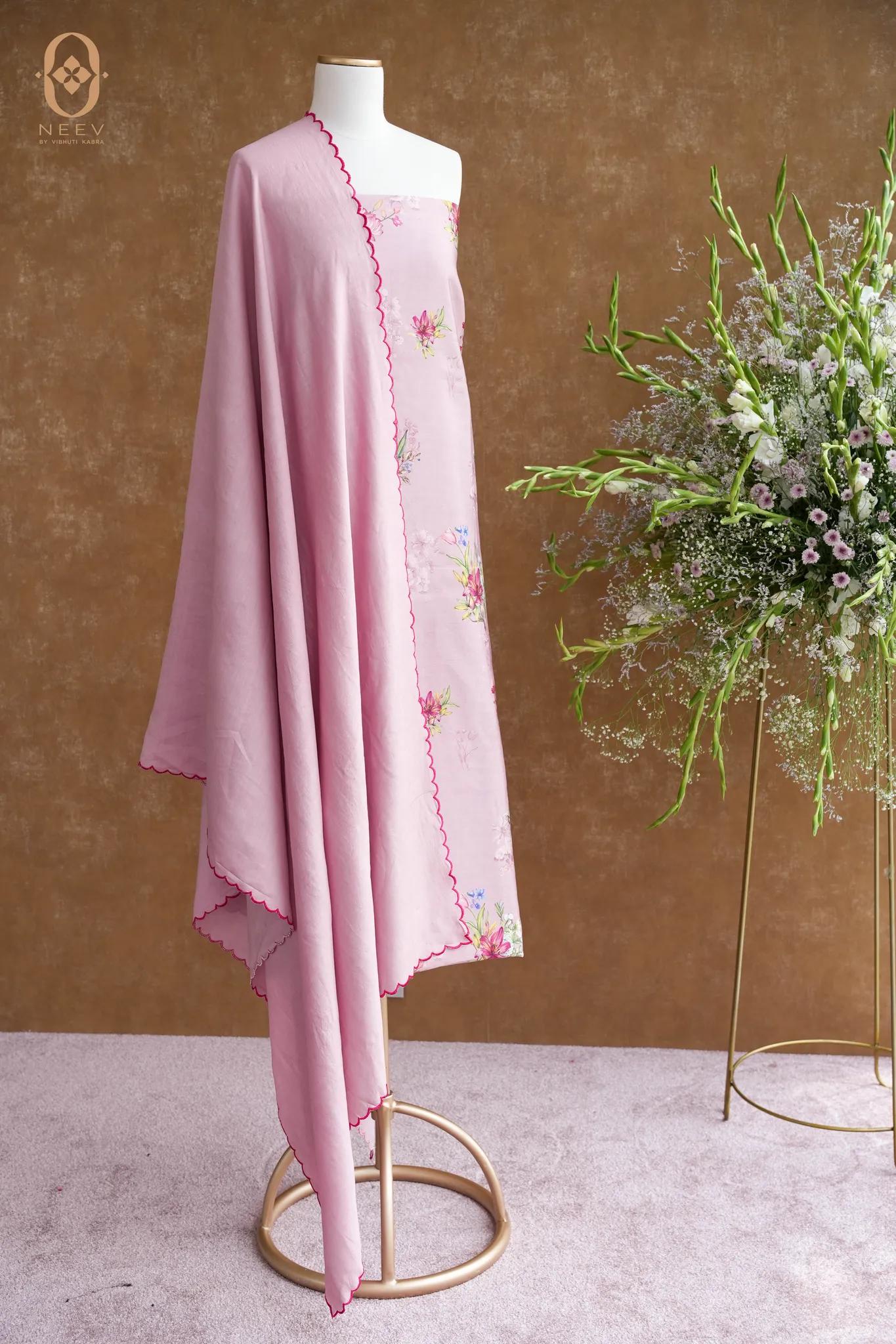 Printed Chinia Silk Suit Set
