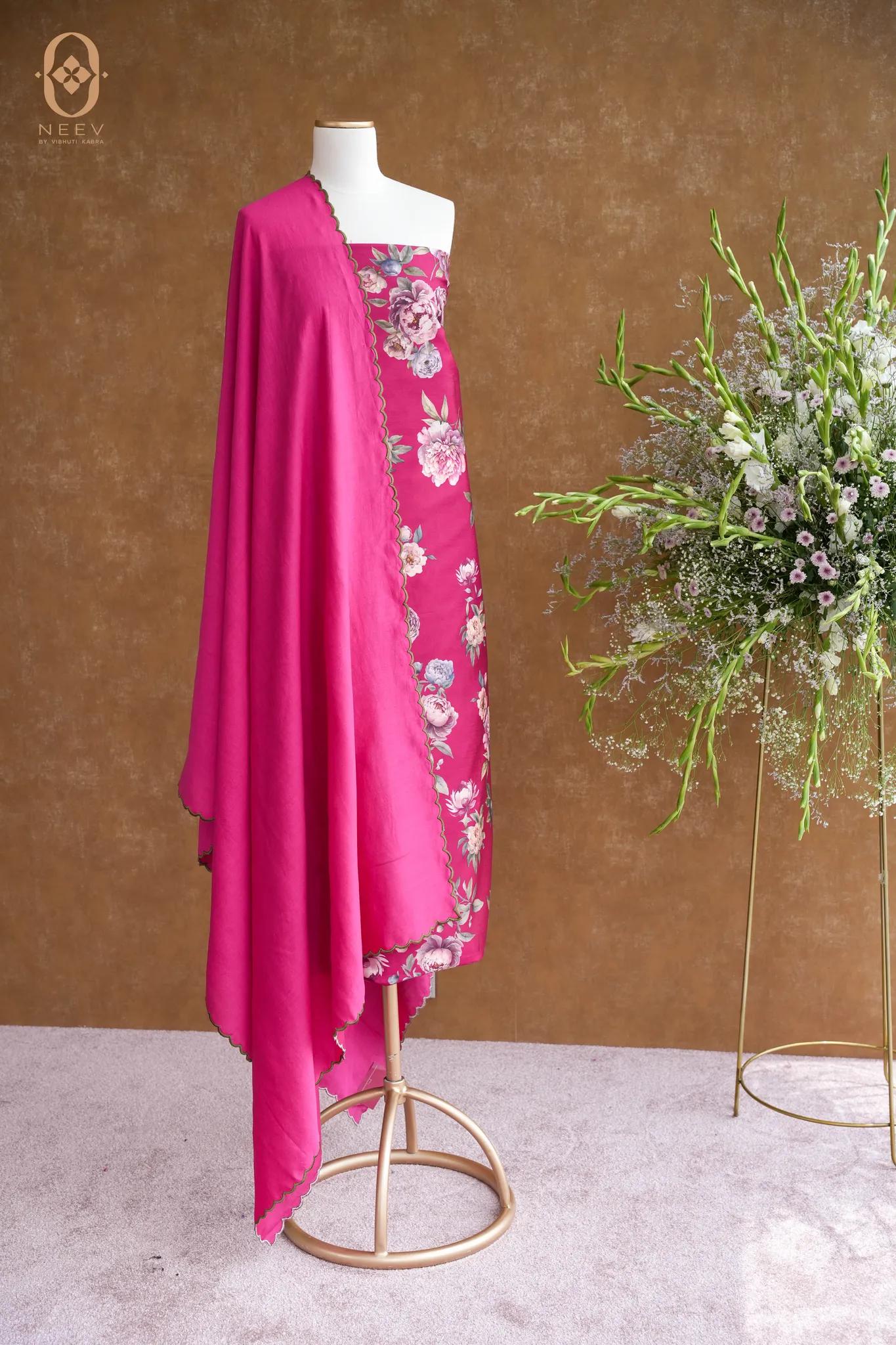 Printed Chinia Silk Suit Set