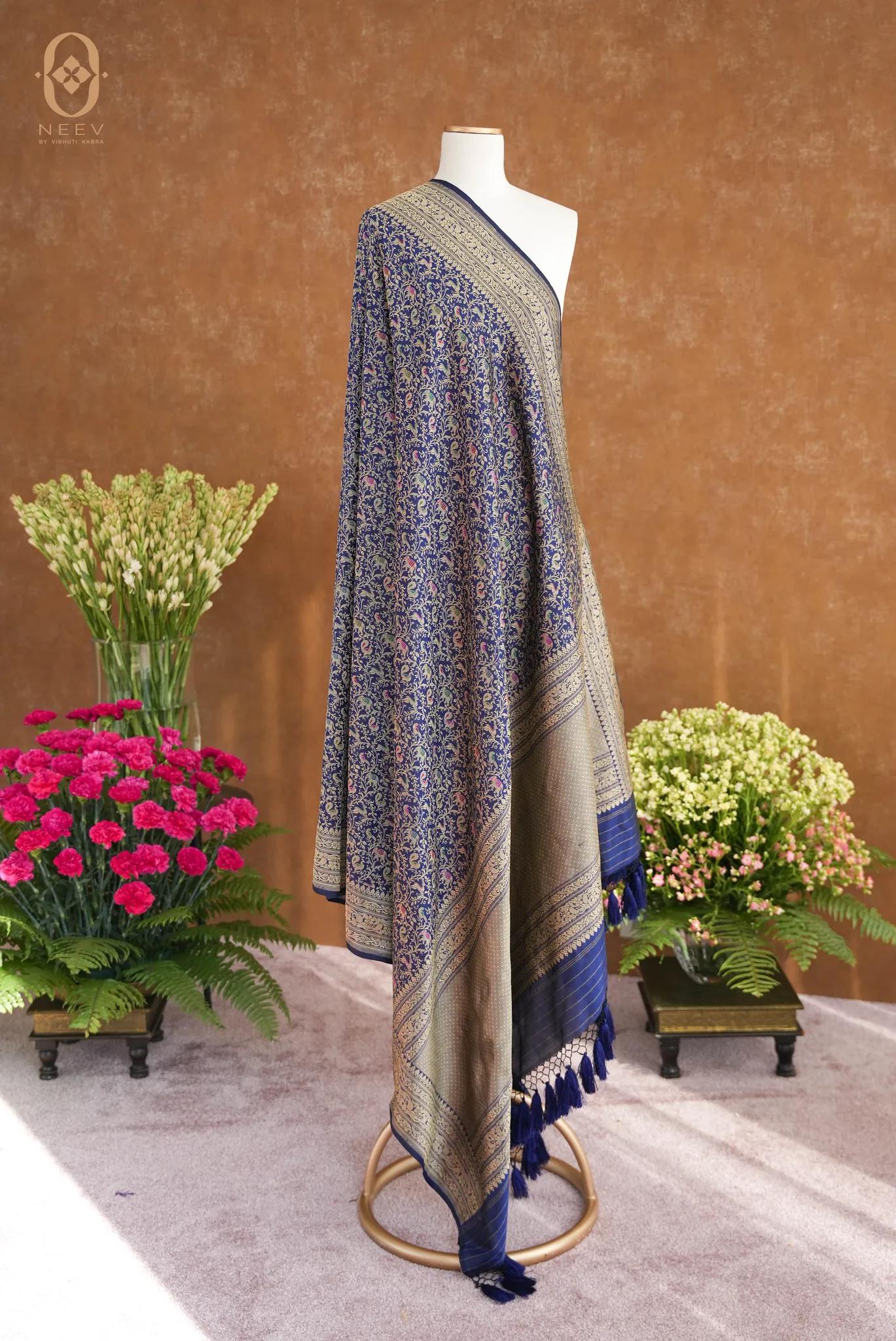 Katan Silk Jaal Meenakari Dupatta