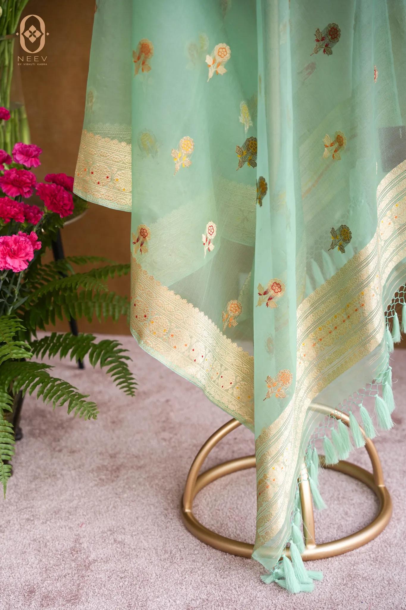Kora Silk Meenakari Dupatta