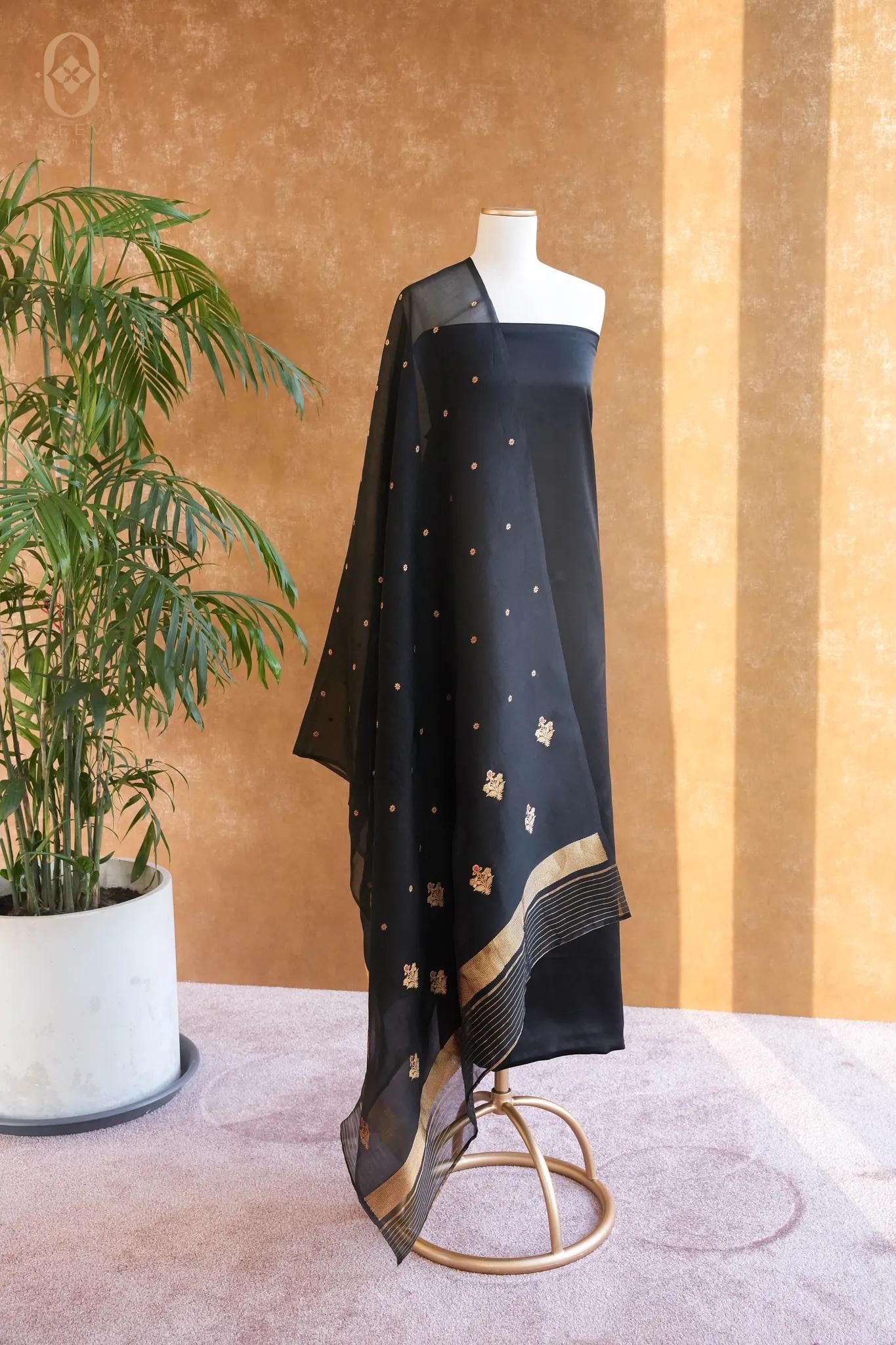 Fire Fly Black Rose Satin Suit Set