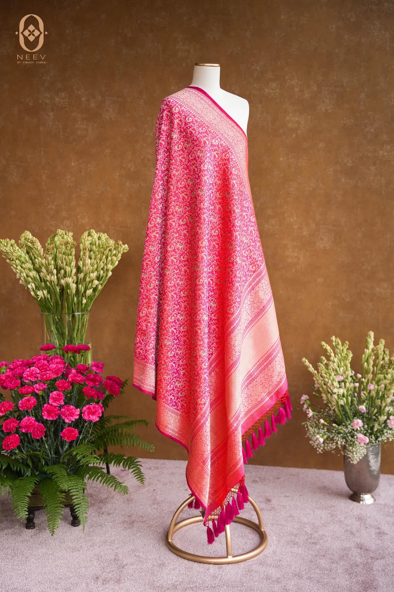 Katan Silk Jaal Meenakari Dupatta