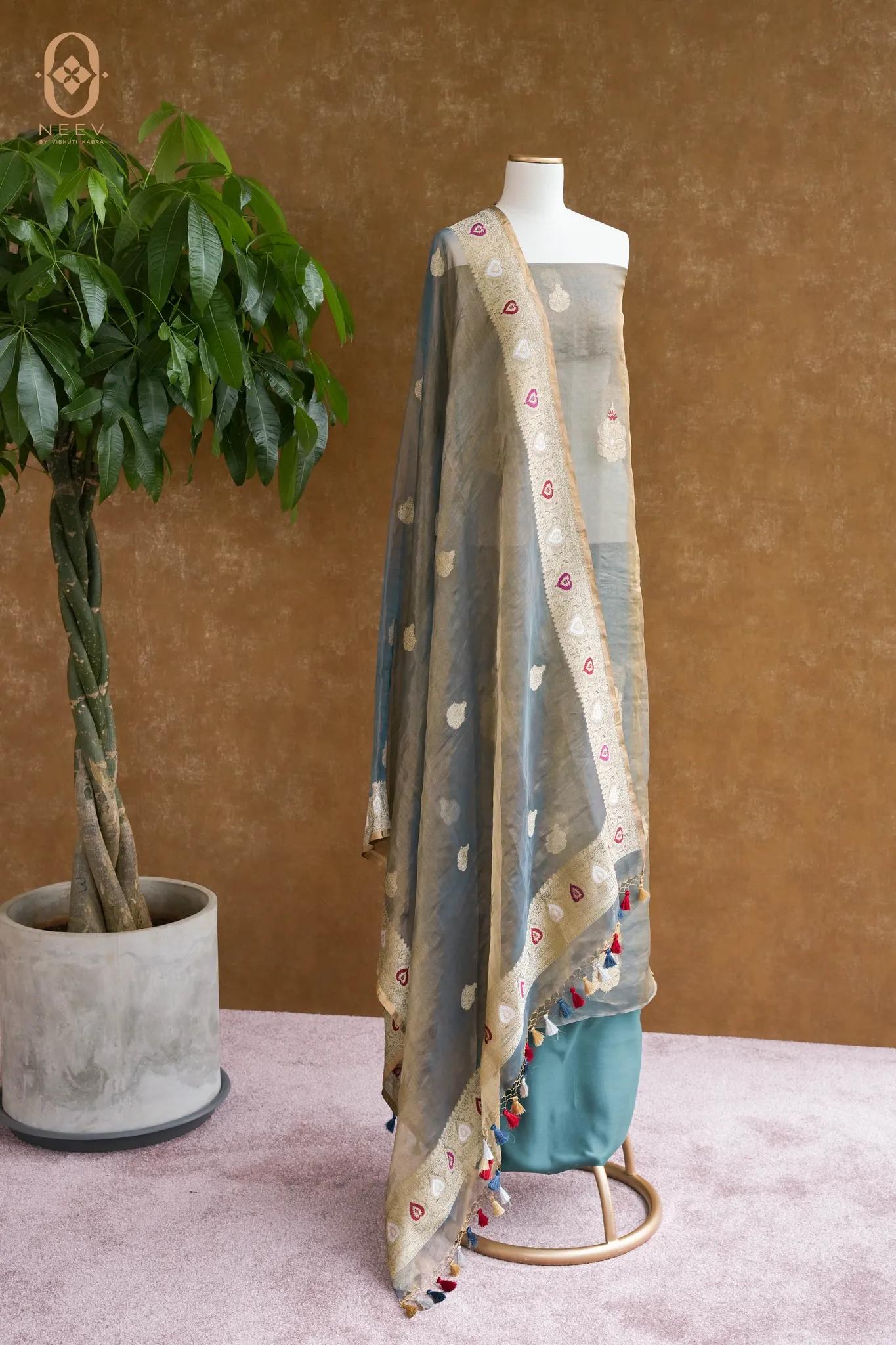 Tissue Silk Meenakari Suit Set
