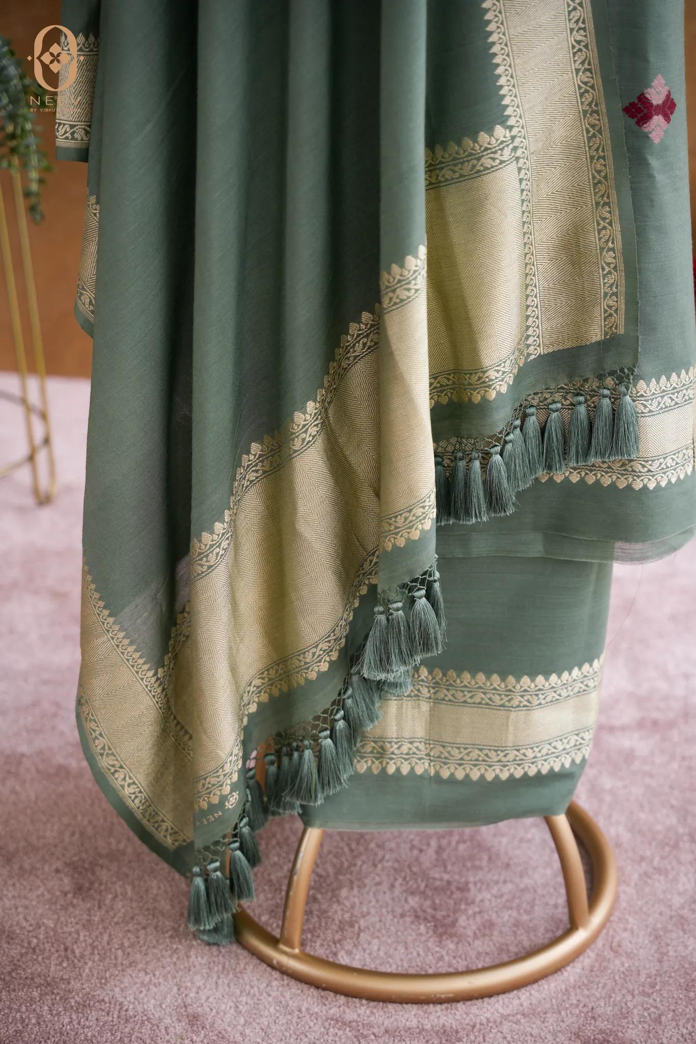 Ektara Munga Silk Phulkari Suit Set