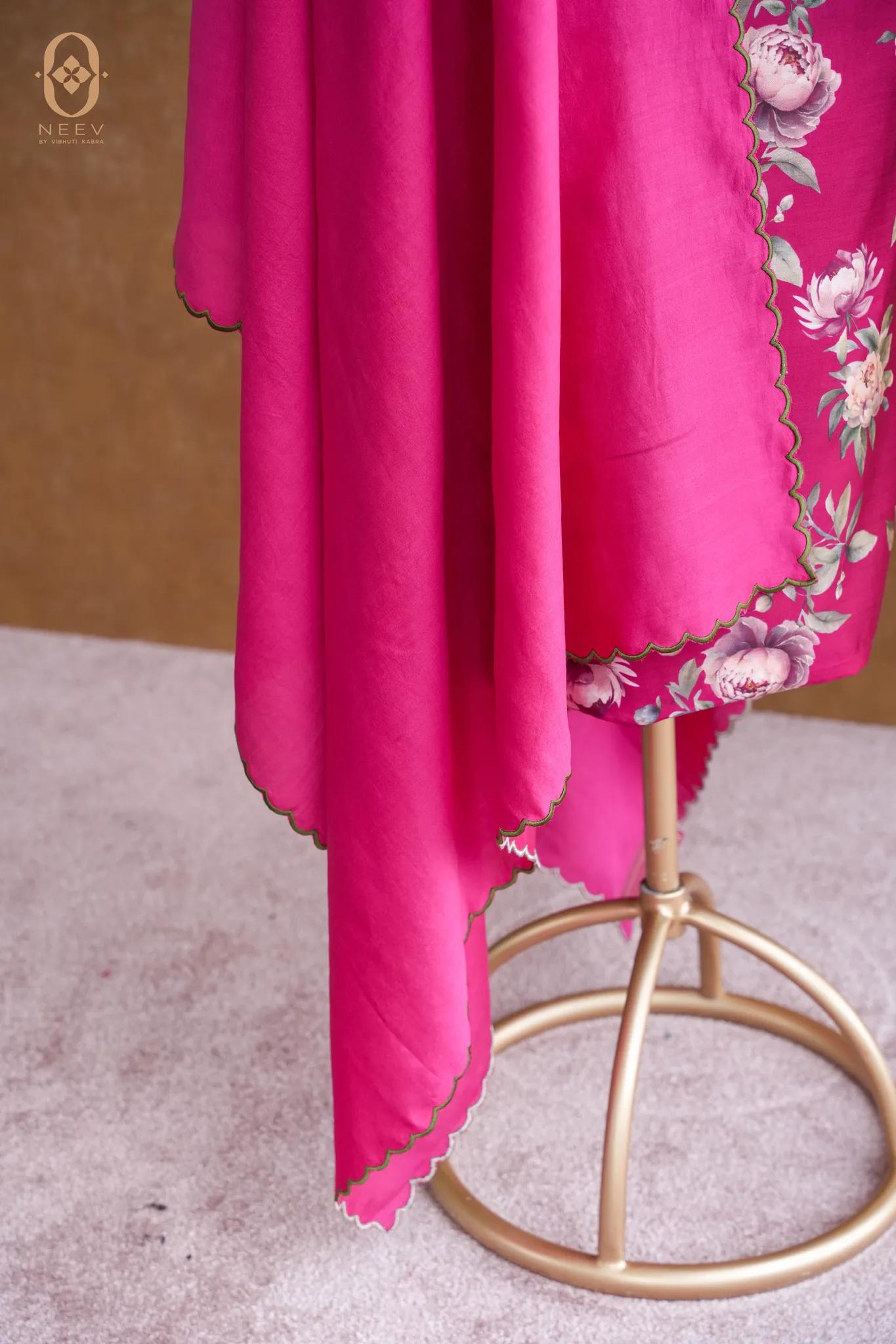 Printed Chinia Silk Suit Set