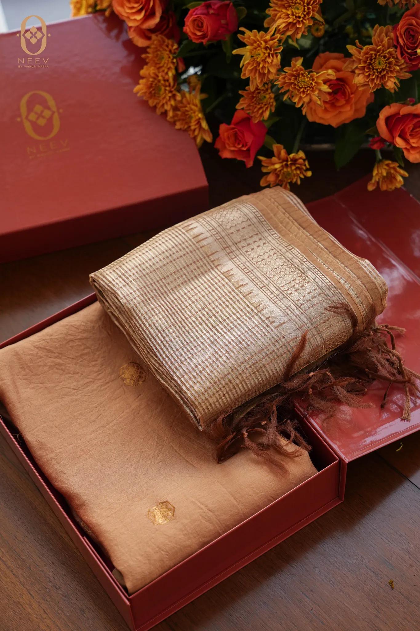 Caramel Rang Chinia Tissue Suit Set