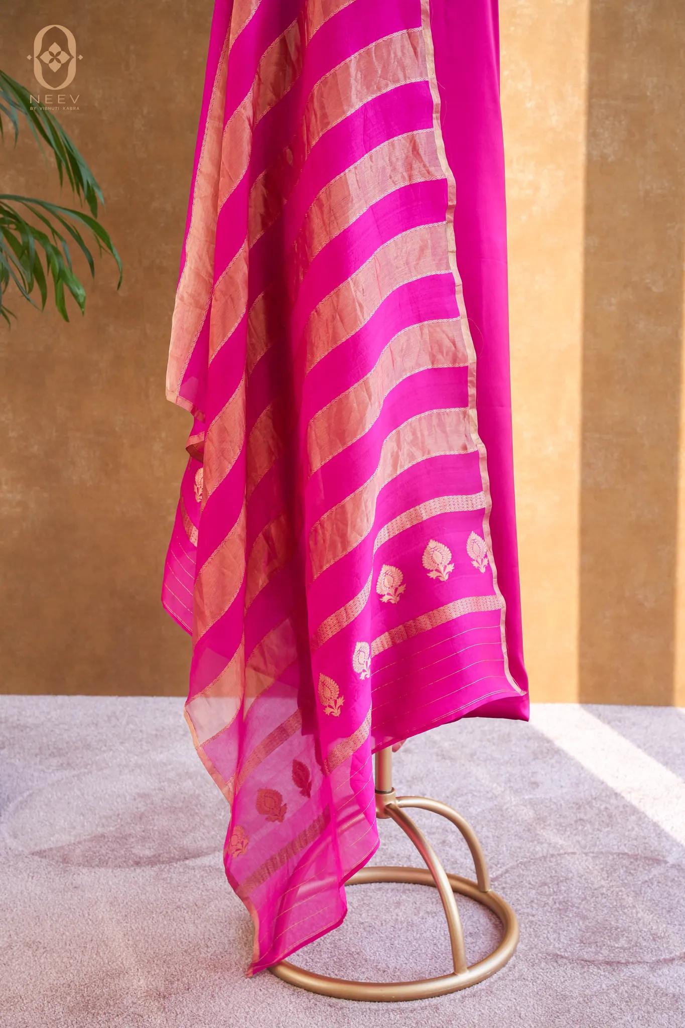 Fire Fly Fuchsia Pink Satin Suit Set