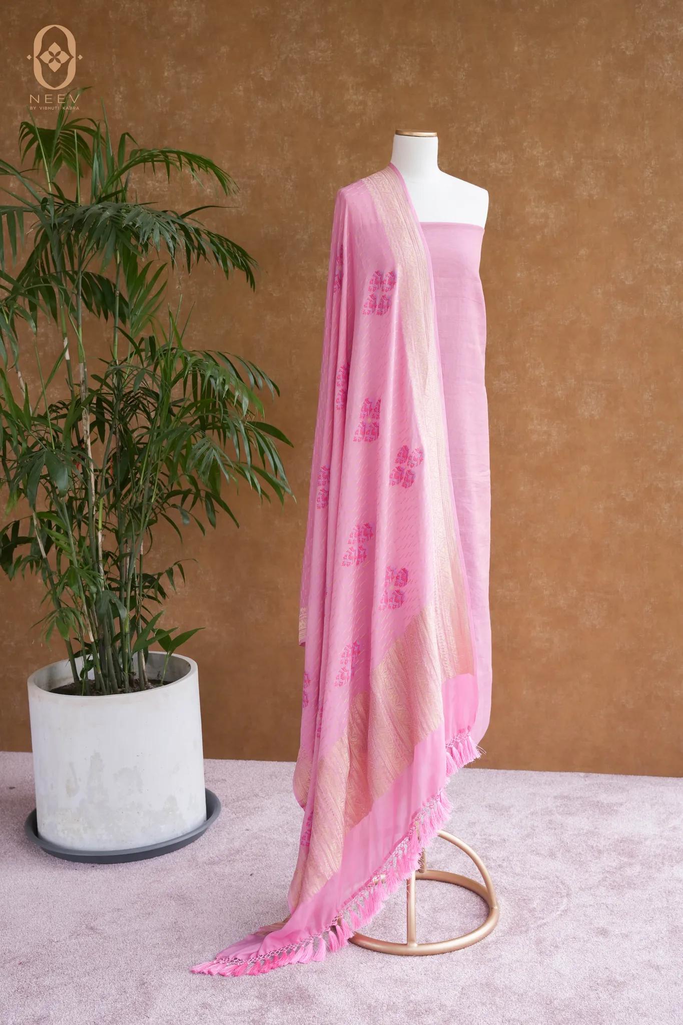 Multi Meenakari Munga Silk Suit Set