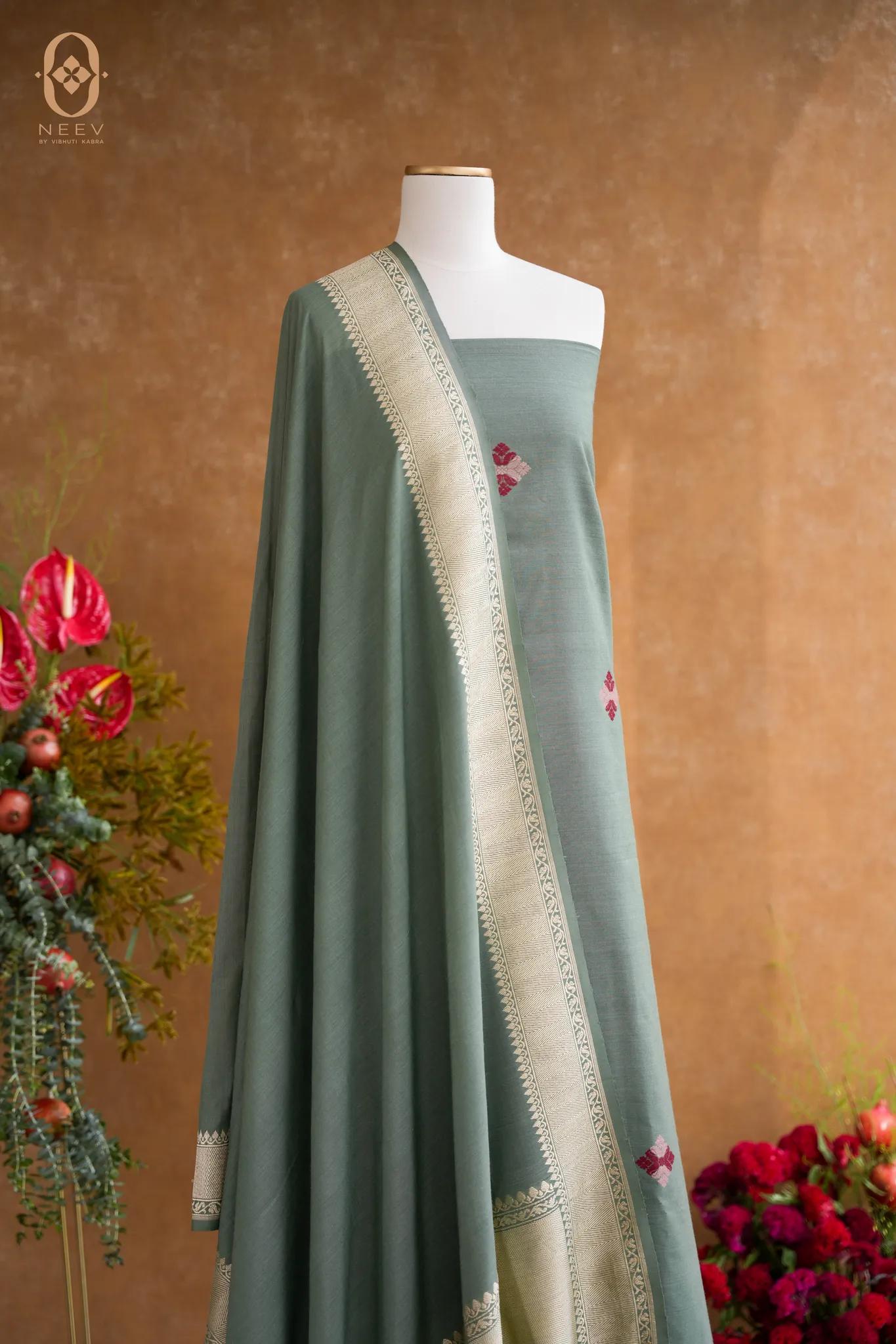 Ektara Munga Silk Phulkari Suit Set
