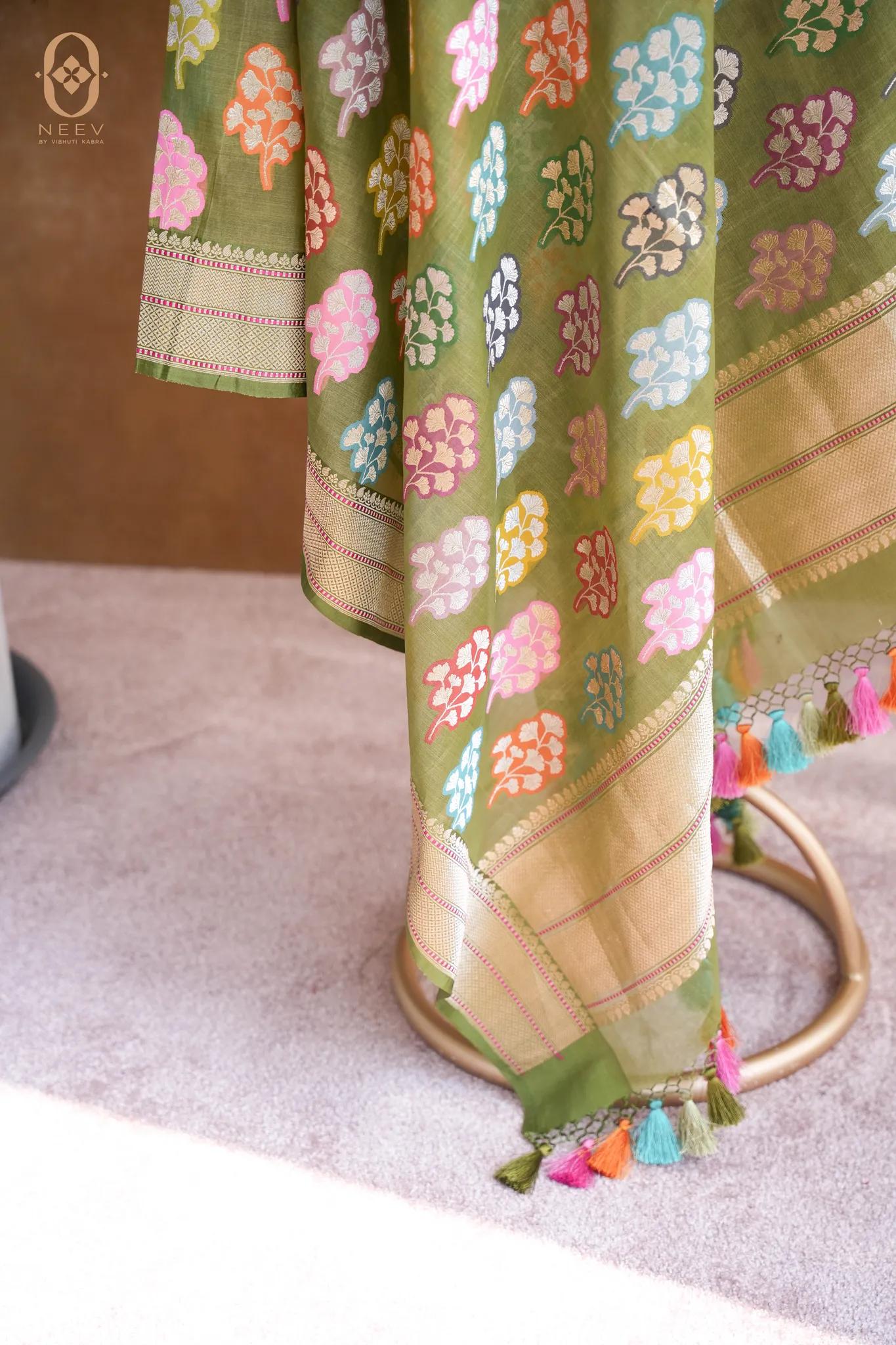 Kora Silk Meenakari Dupatta