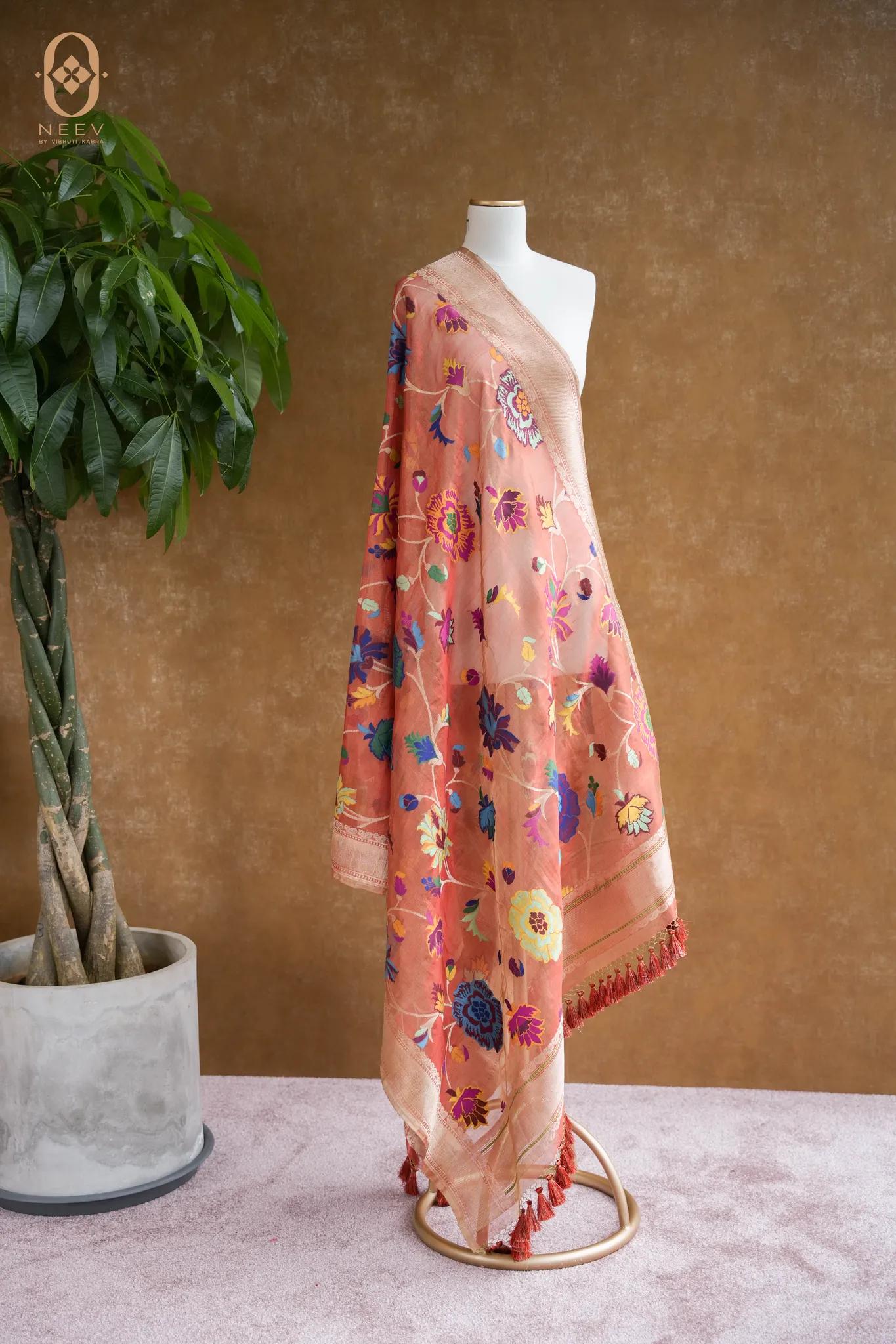 Premium Tissue Multi Meenakari Dupatta