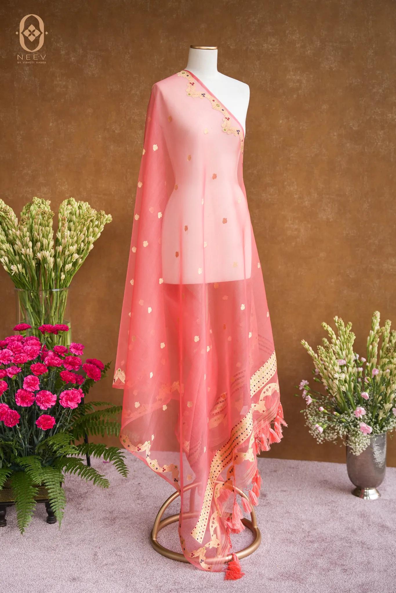 Kora Silk Meenakari Dupatta
