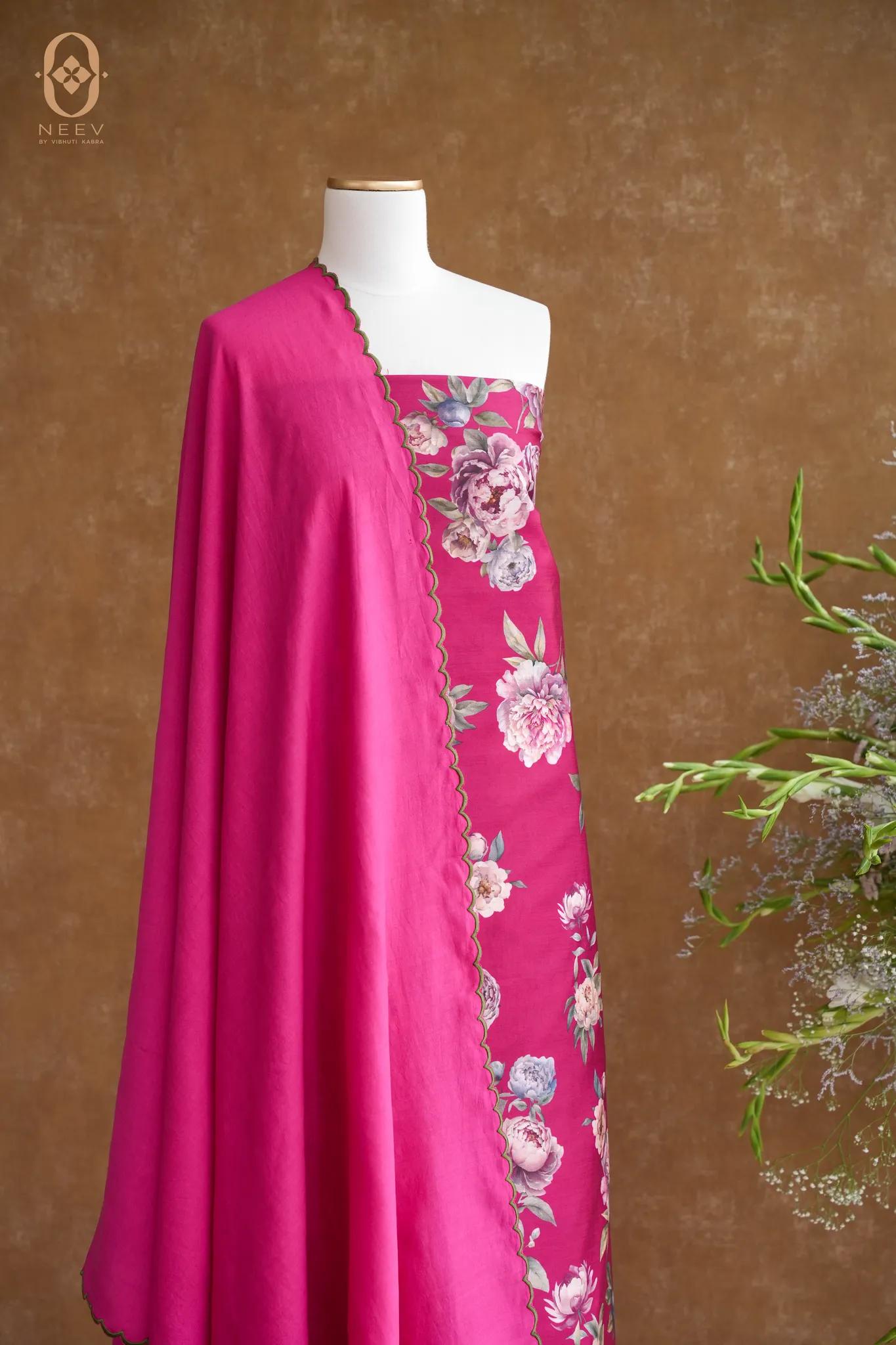 Printed Chinia Silk Suit Set