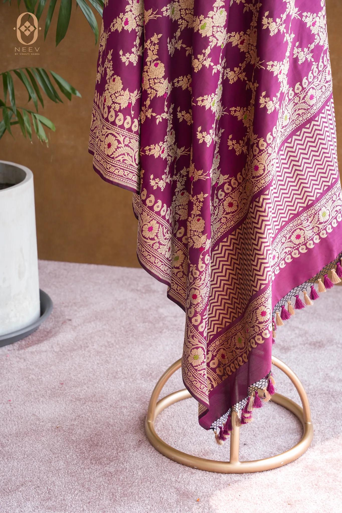 Katan Silk Jaal Meenakari Dupatta