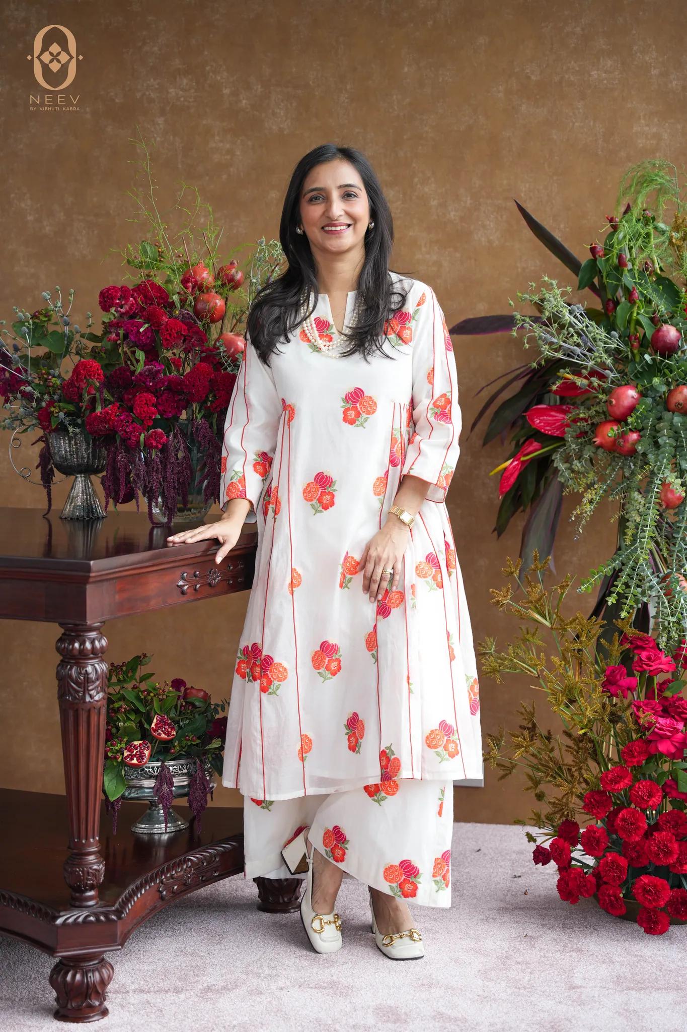 The Sacred Garden- Chanderi Cotton Anar Unstitched Suit Set