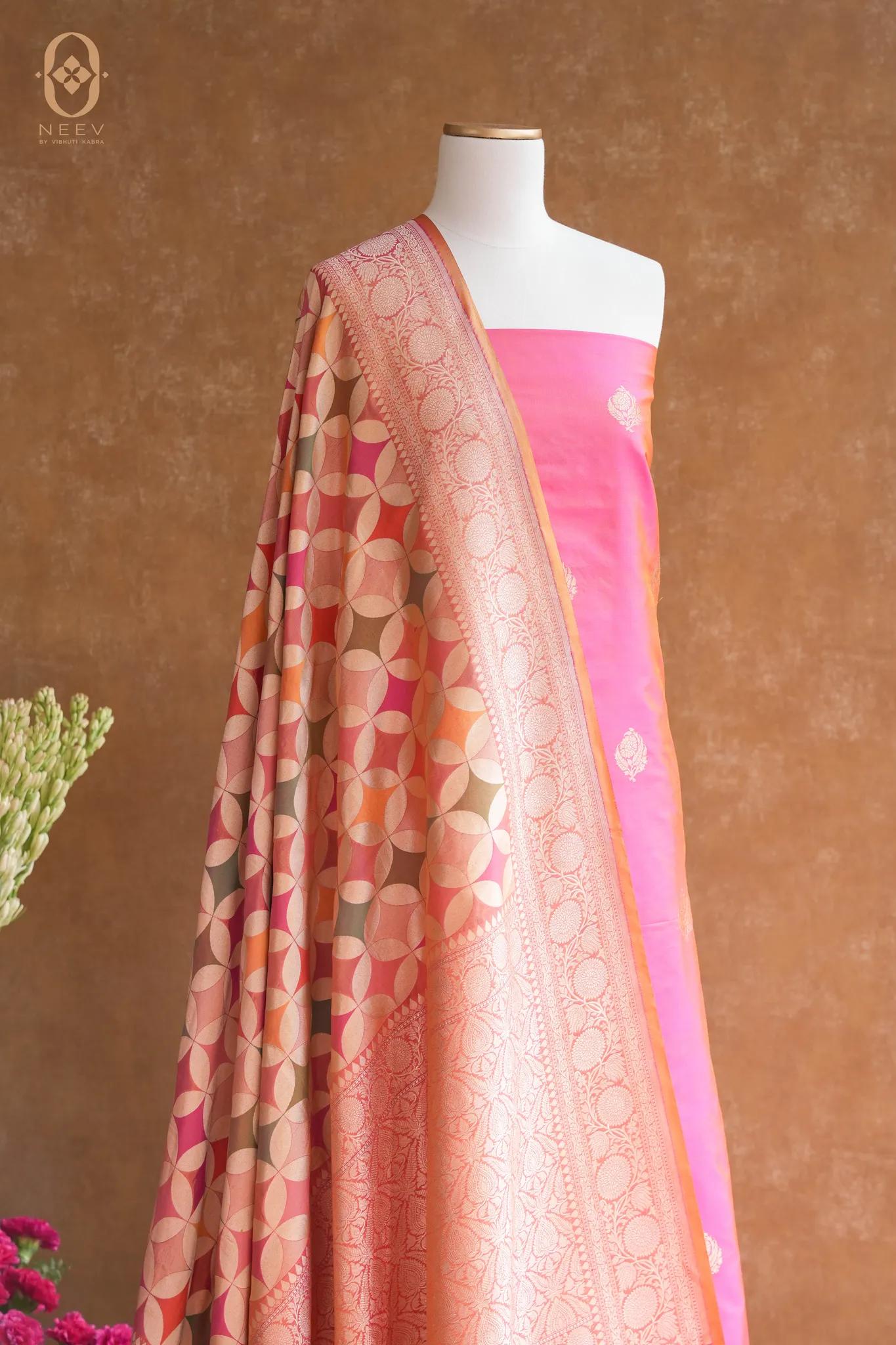 Katan Silk Suit With Rangkat Katan Silk Dupatta