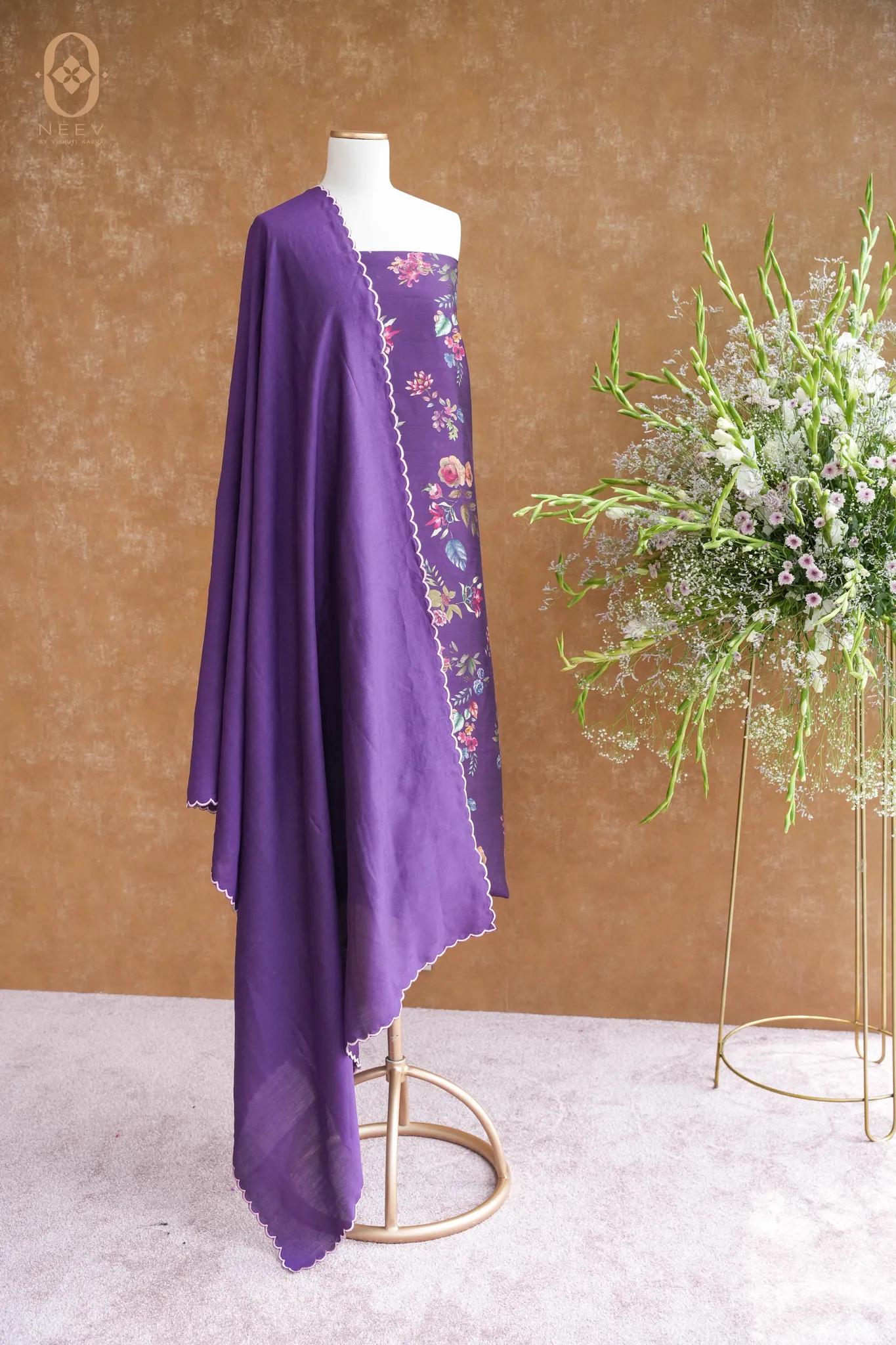 Printed Chinia Silk Suit Set