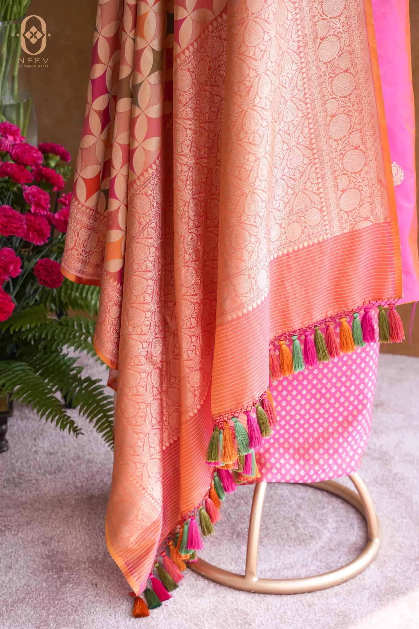 Katan Silk Suit With Rangkat Katan Silk Dupatta