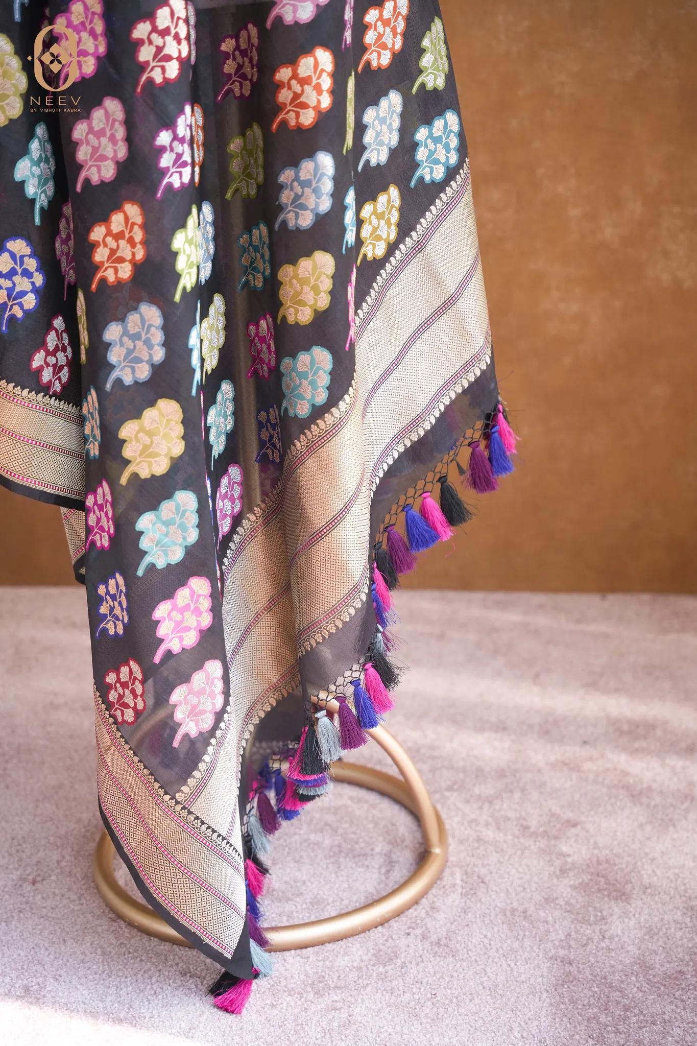 Kora Silk Meenakari Dupatta