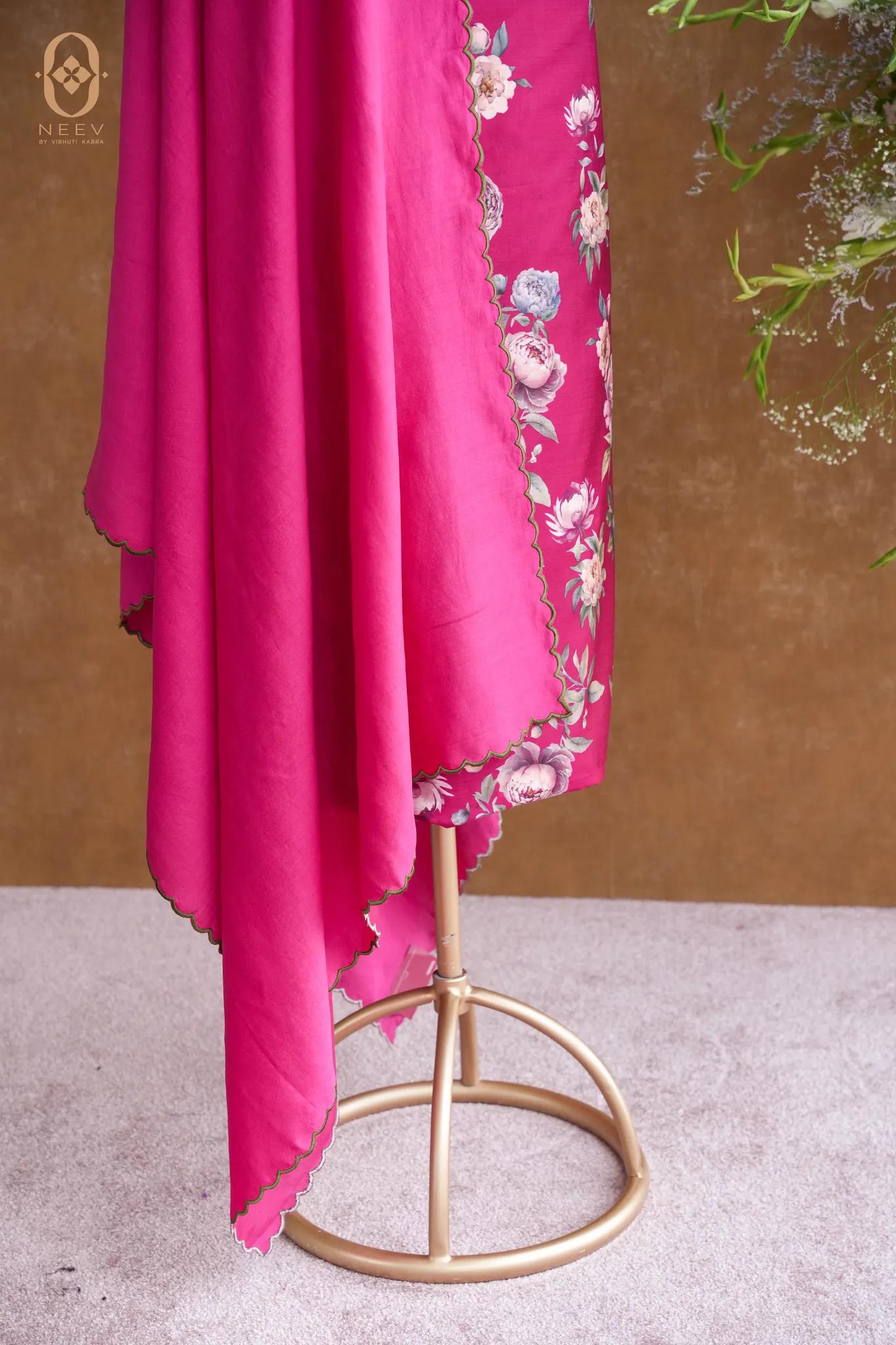 Printed Chinia Silk Suit Set