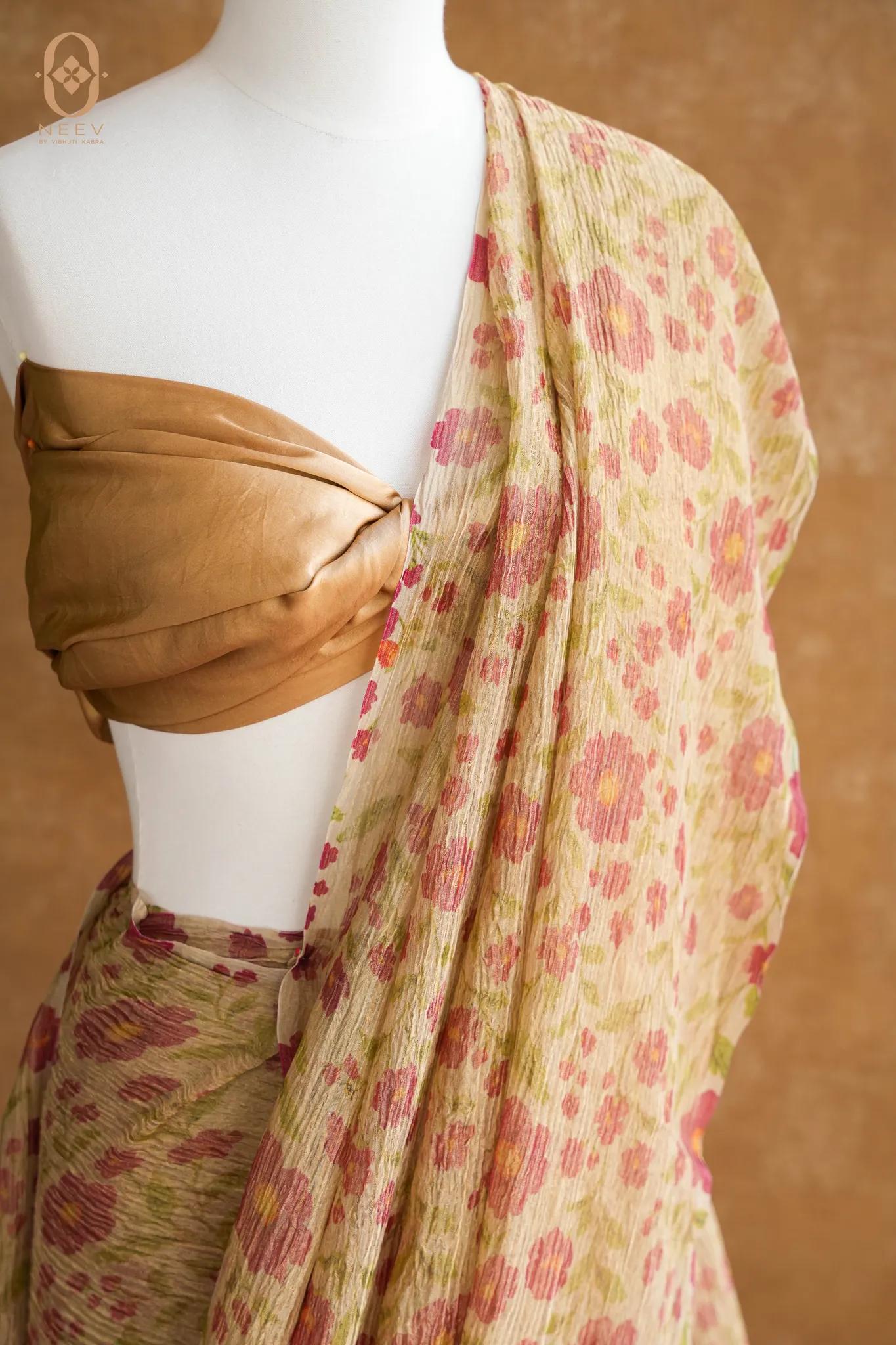 Printed Crushed Tissue Saree