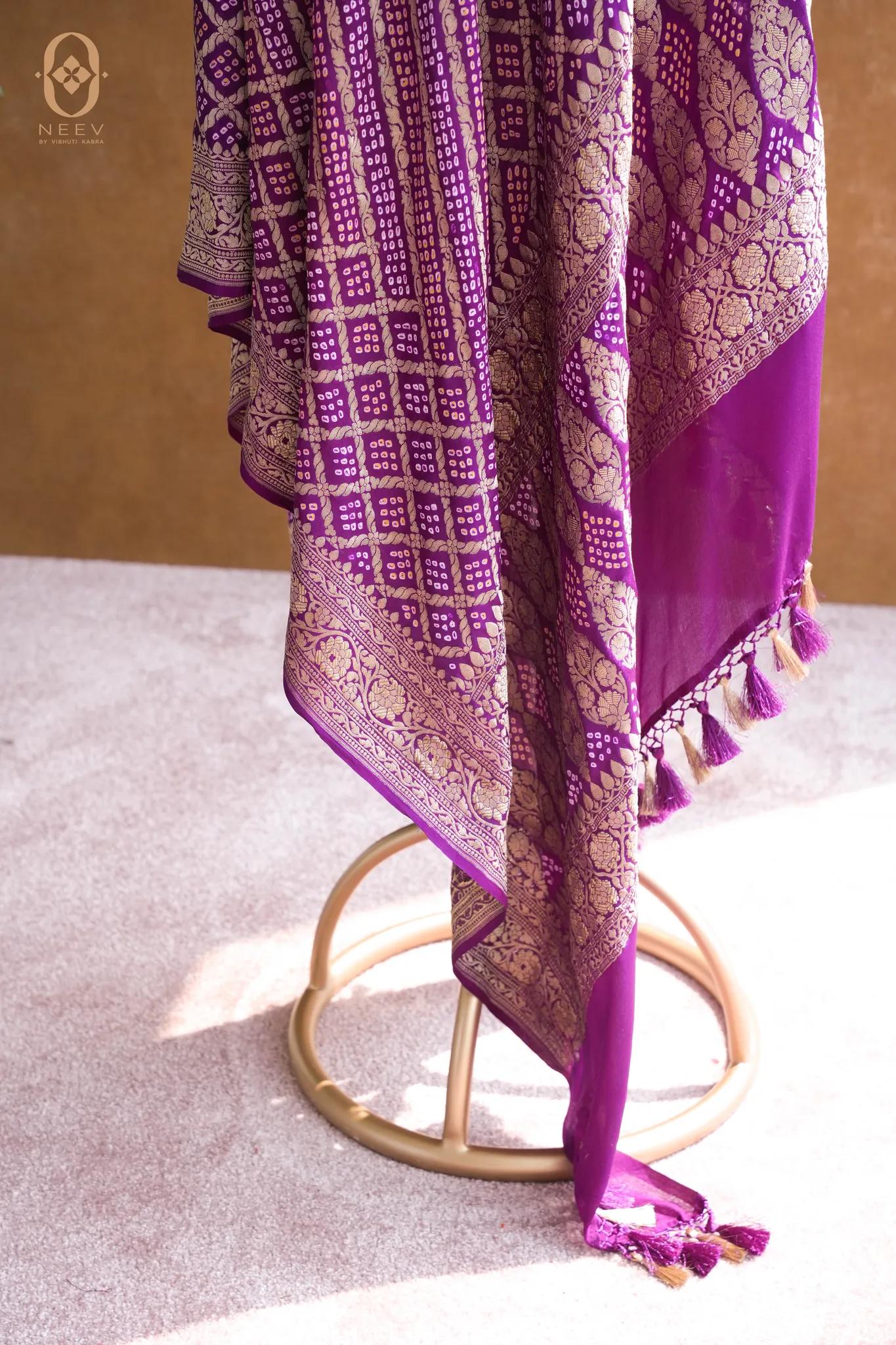 Purple Bandhani Dupatta