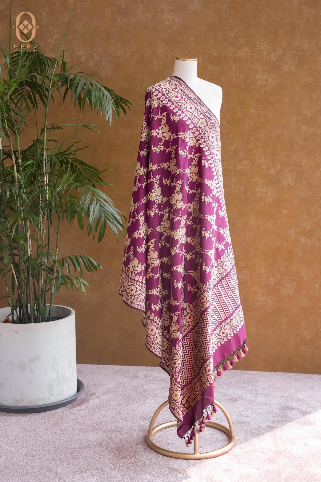 Katan Silk Jaal Meenakari Dupatta