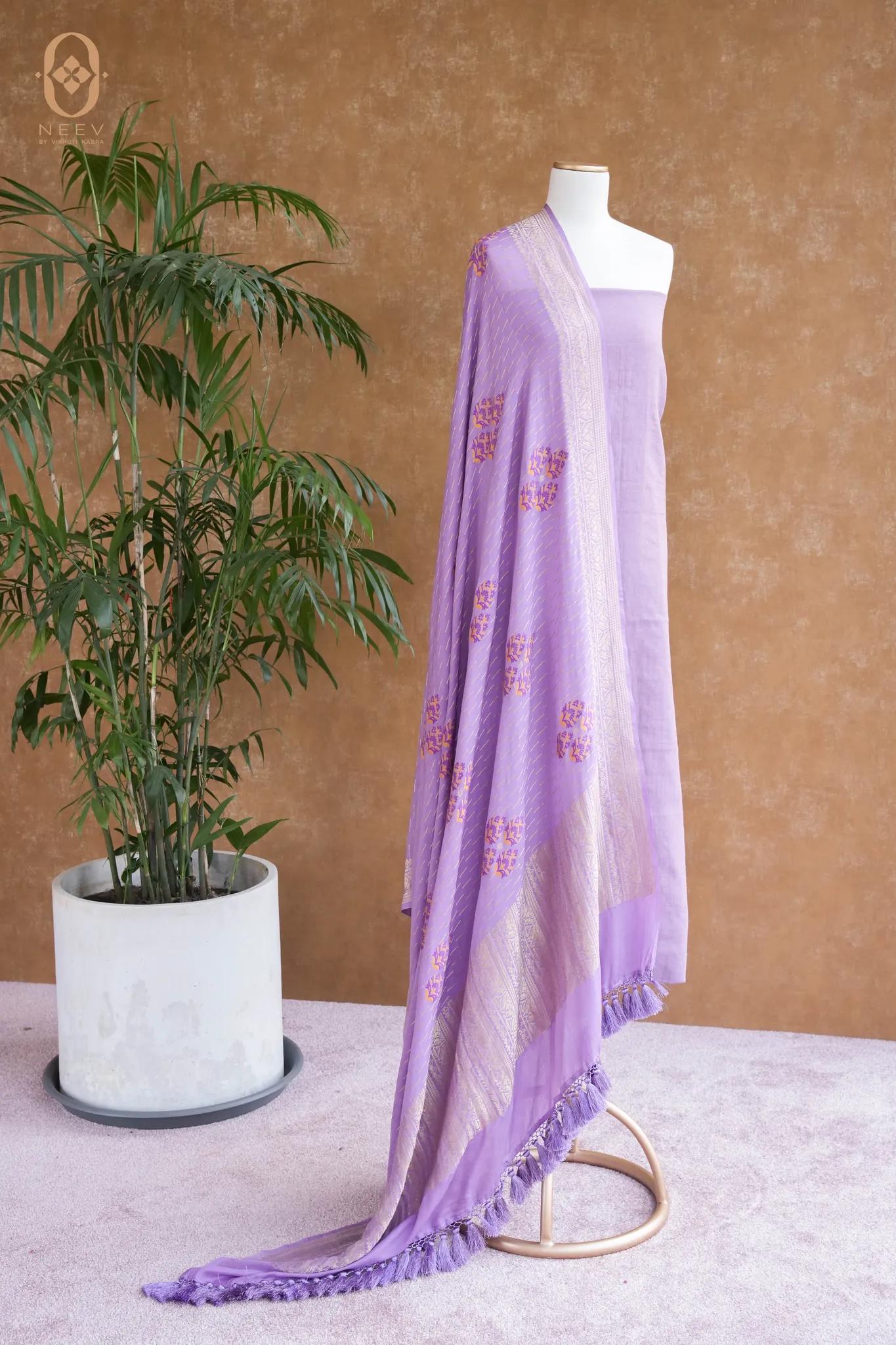 Multi Meenakari Munga Silk Suit Set