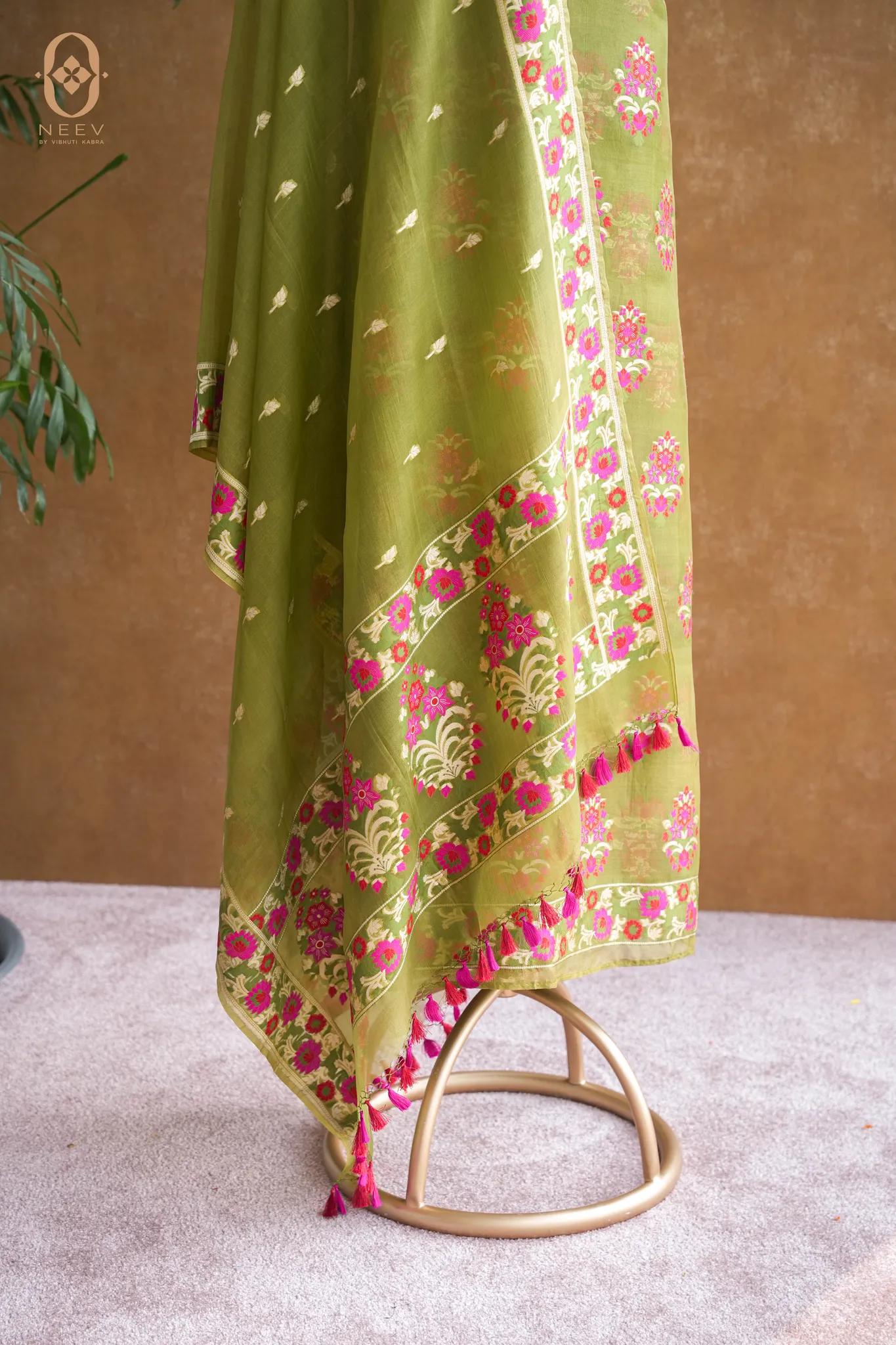 Kora Silk Multi Meenakari Suit Set