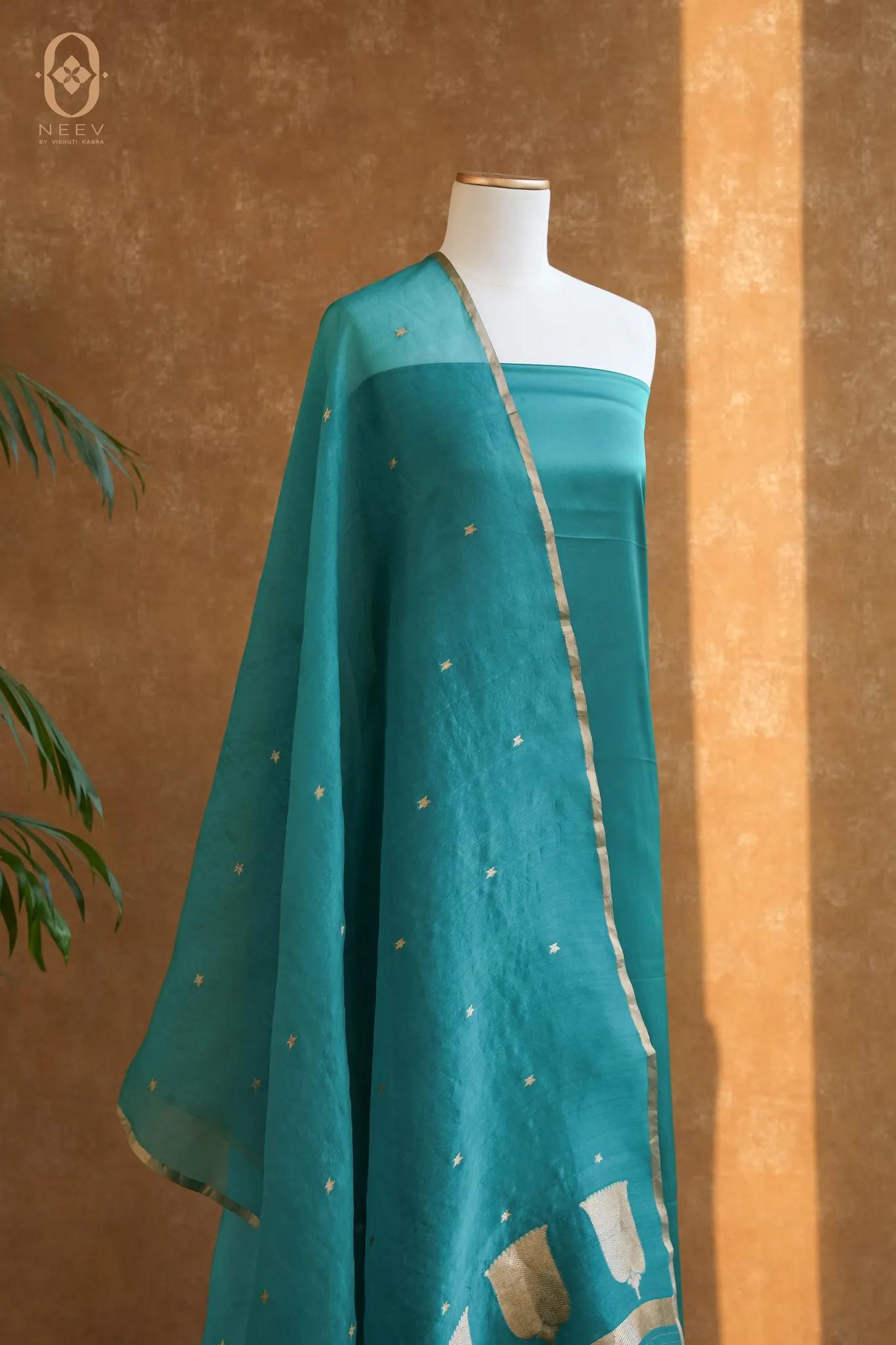 Fire Fly Pine Green Satin Suit Set