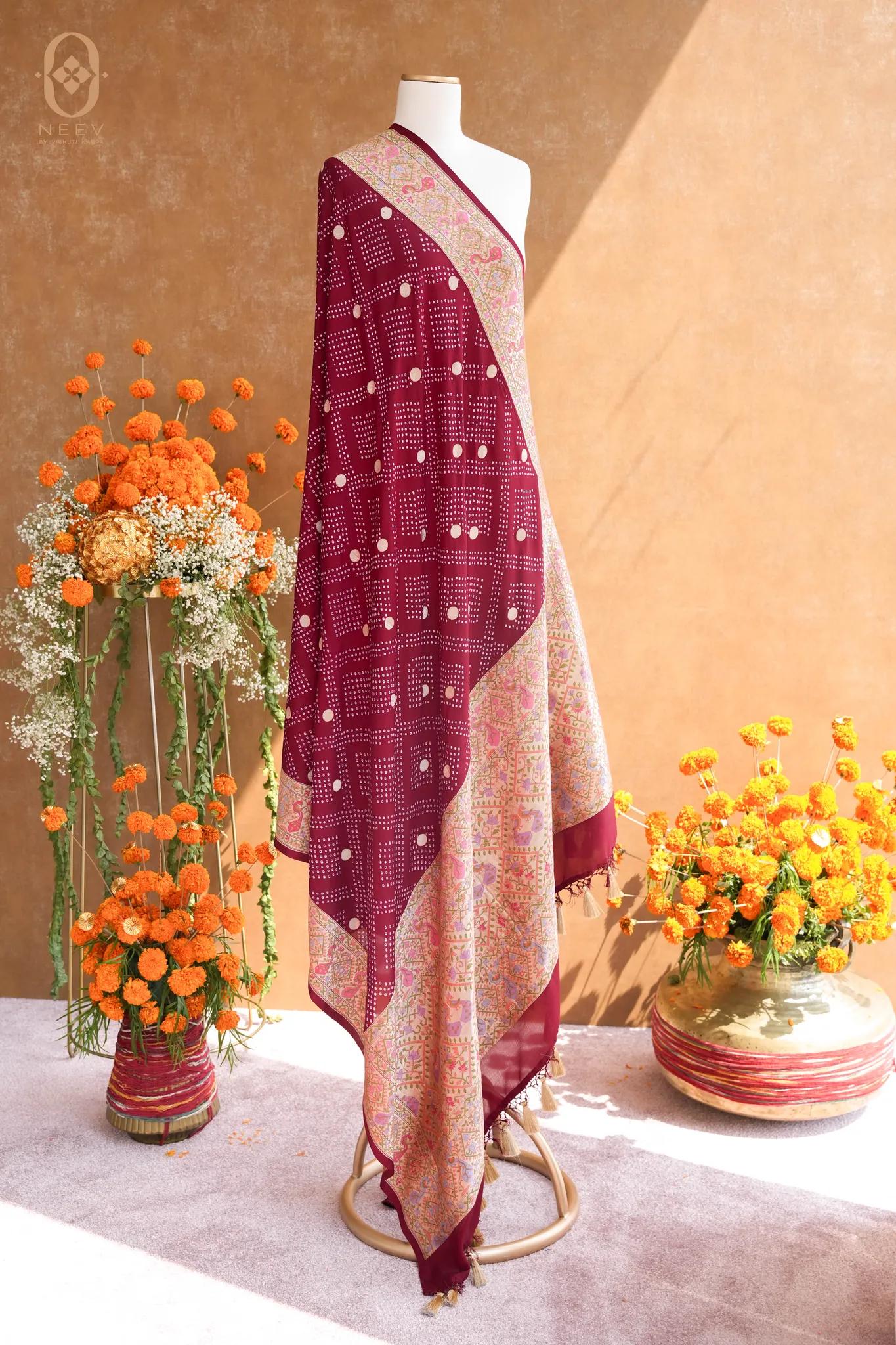 Katan Silk Paithani Bandhani Dupatta