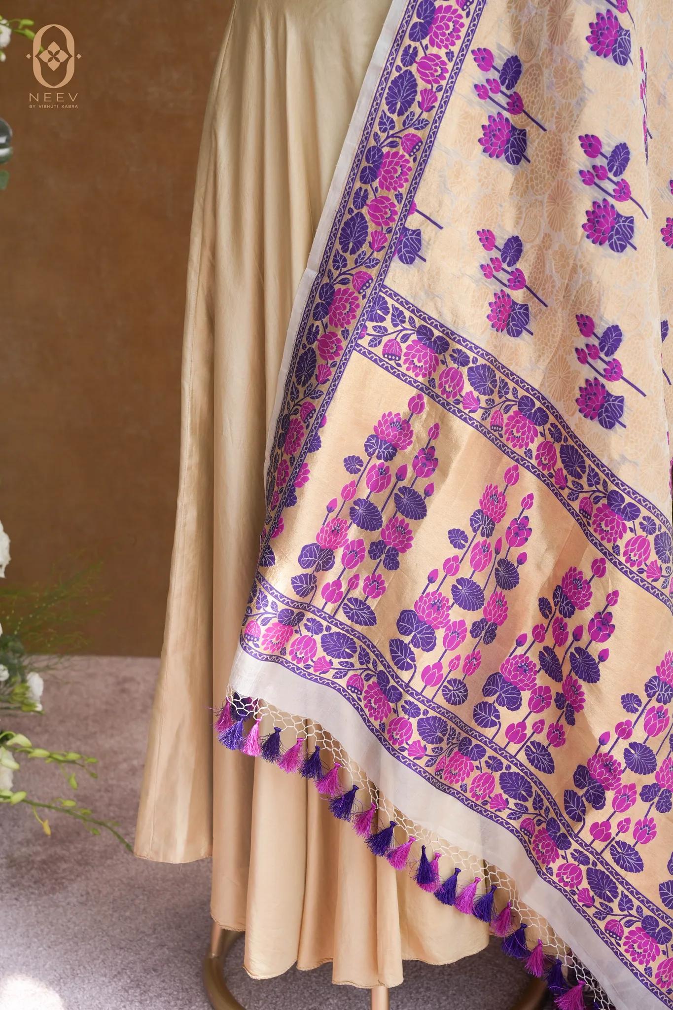 Kora Silk Multi Meenakari Dupatta