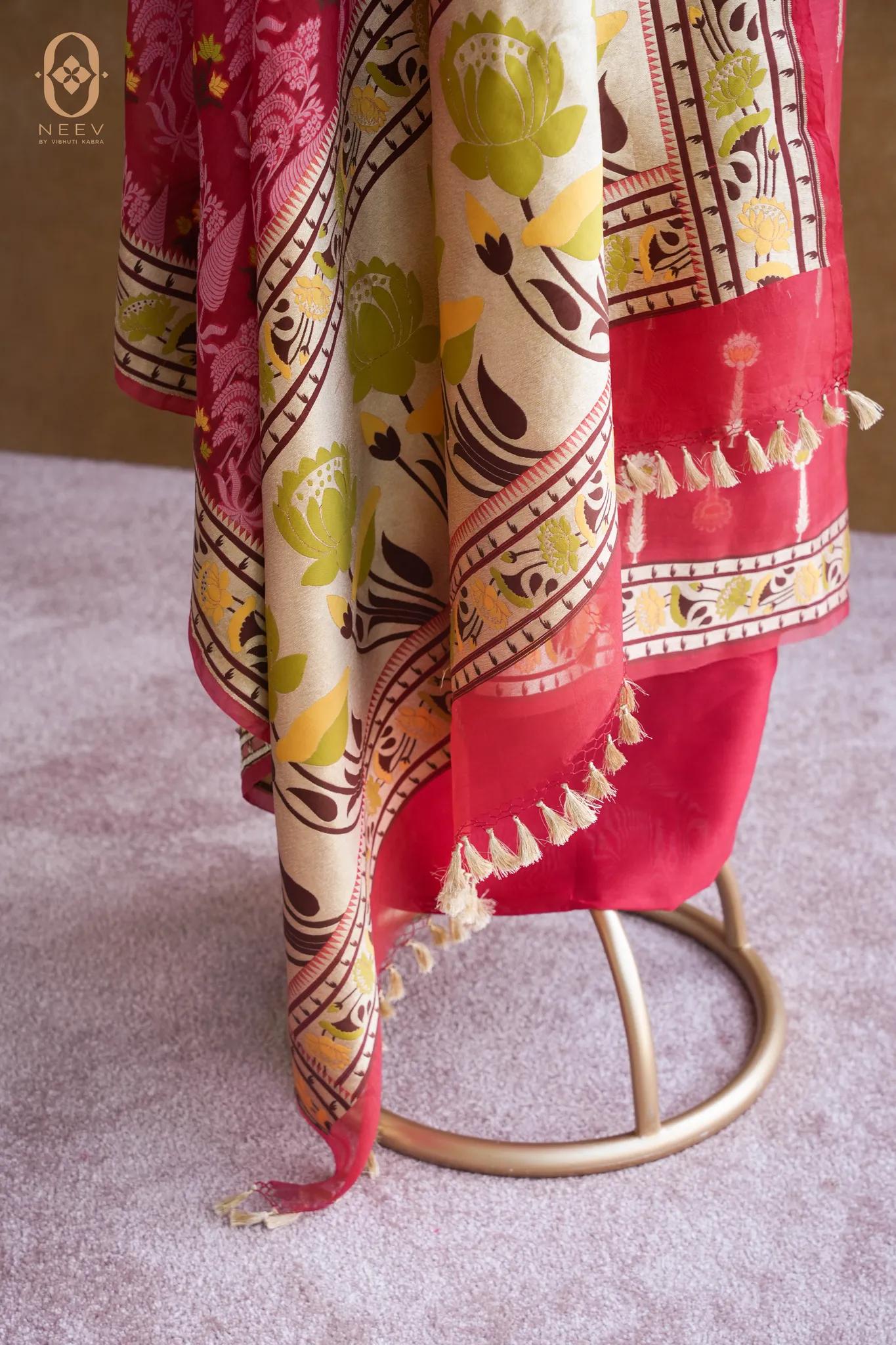 Kora Silk Meenakari Suit Set