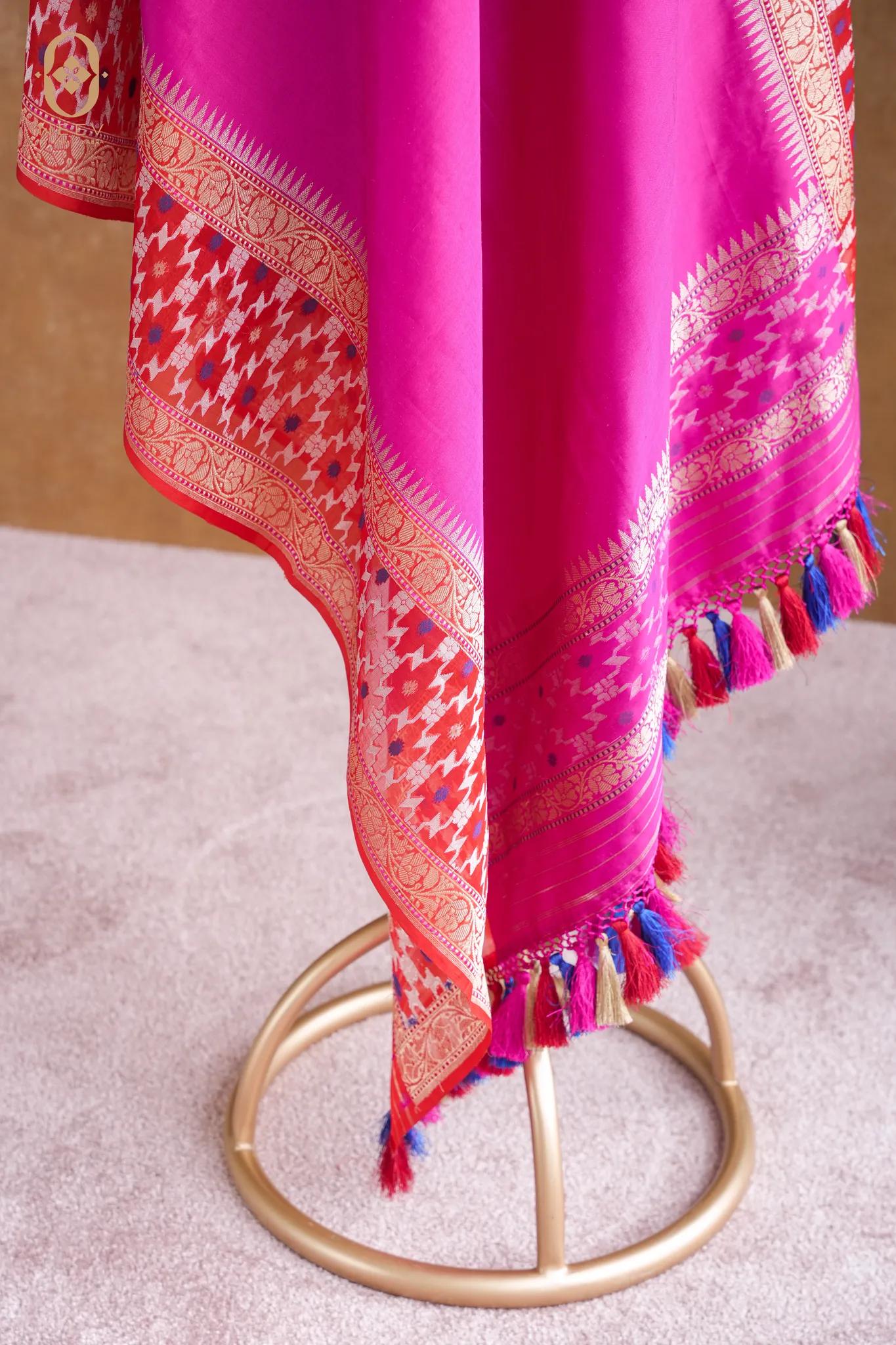 Premium Katan Silk With Organza Border Dupatta