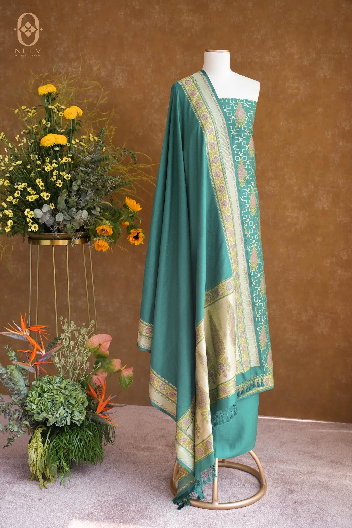 Multi Meenakari Katan Silk Suit Set
