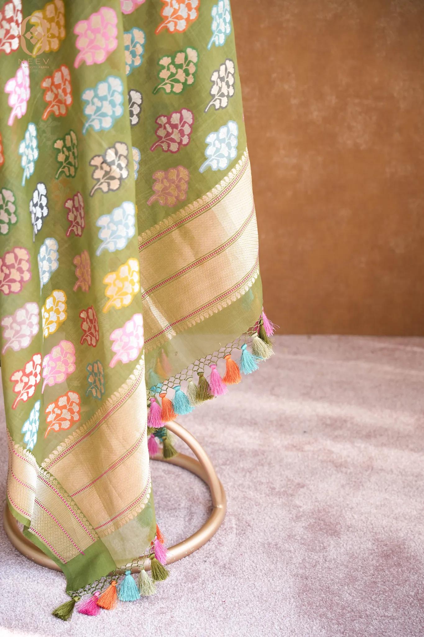 Kora Silk Meenakari Dupatta