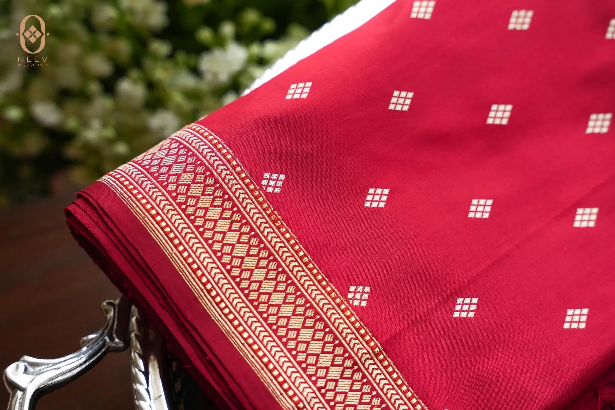 DEVI | Red Katan Silk Real Zari Saree