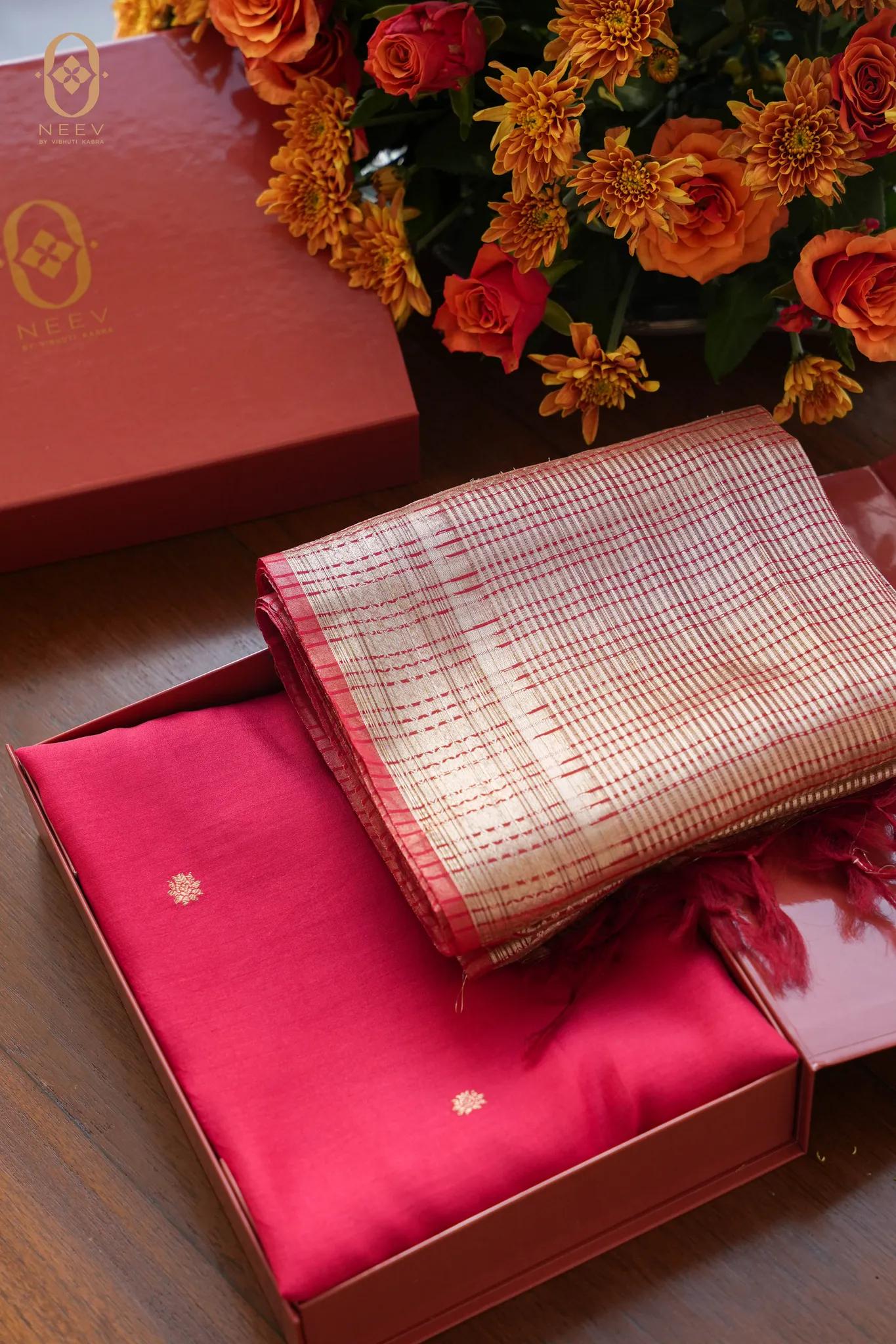 Sindoori Rang Chinia Tissue Suit Set