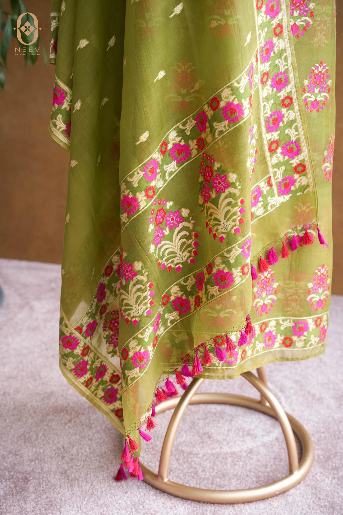 Kora Silk Multi Meenakari Suit Set