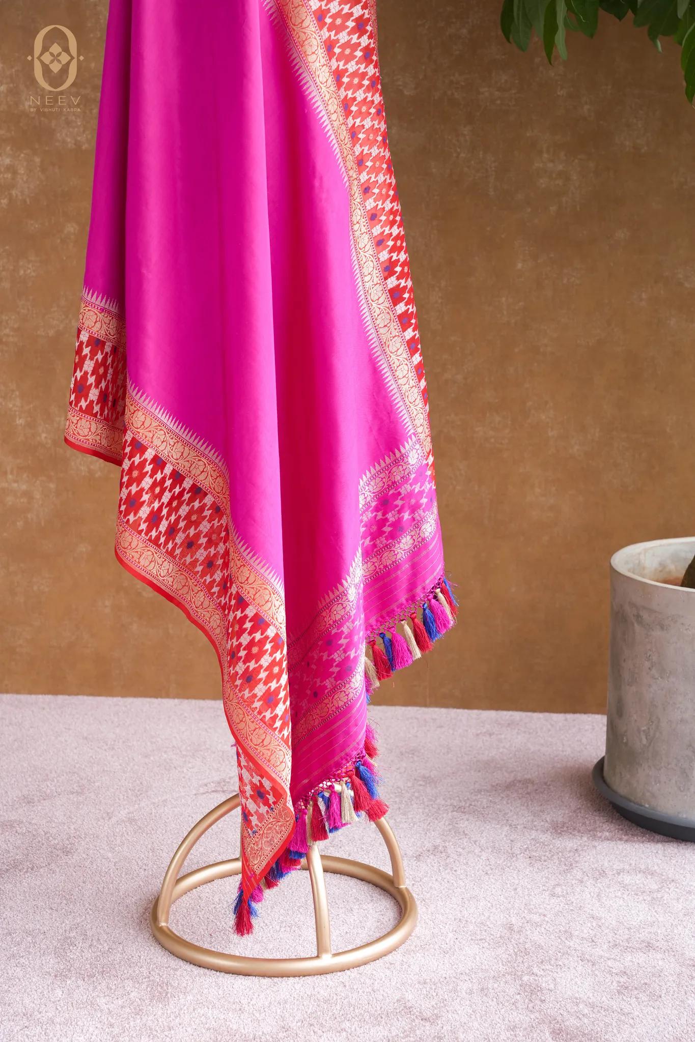 Premium Katan Silk With Organza Border Dupatta