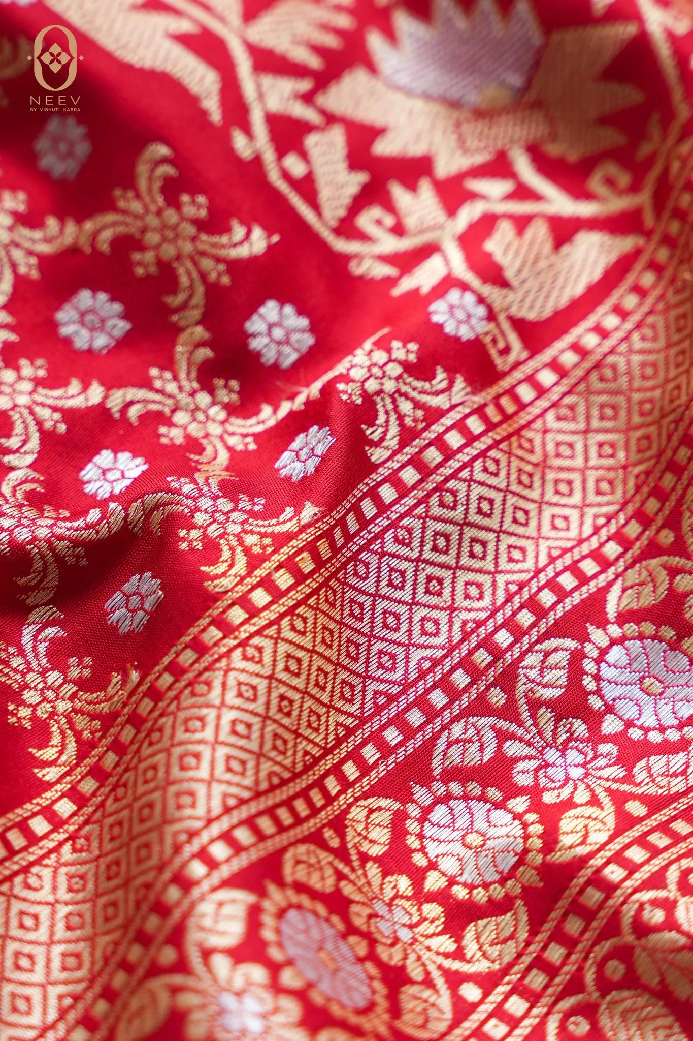 Anantaya | Red Katan Silk Real Zari Dupatta