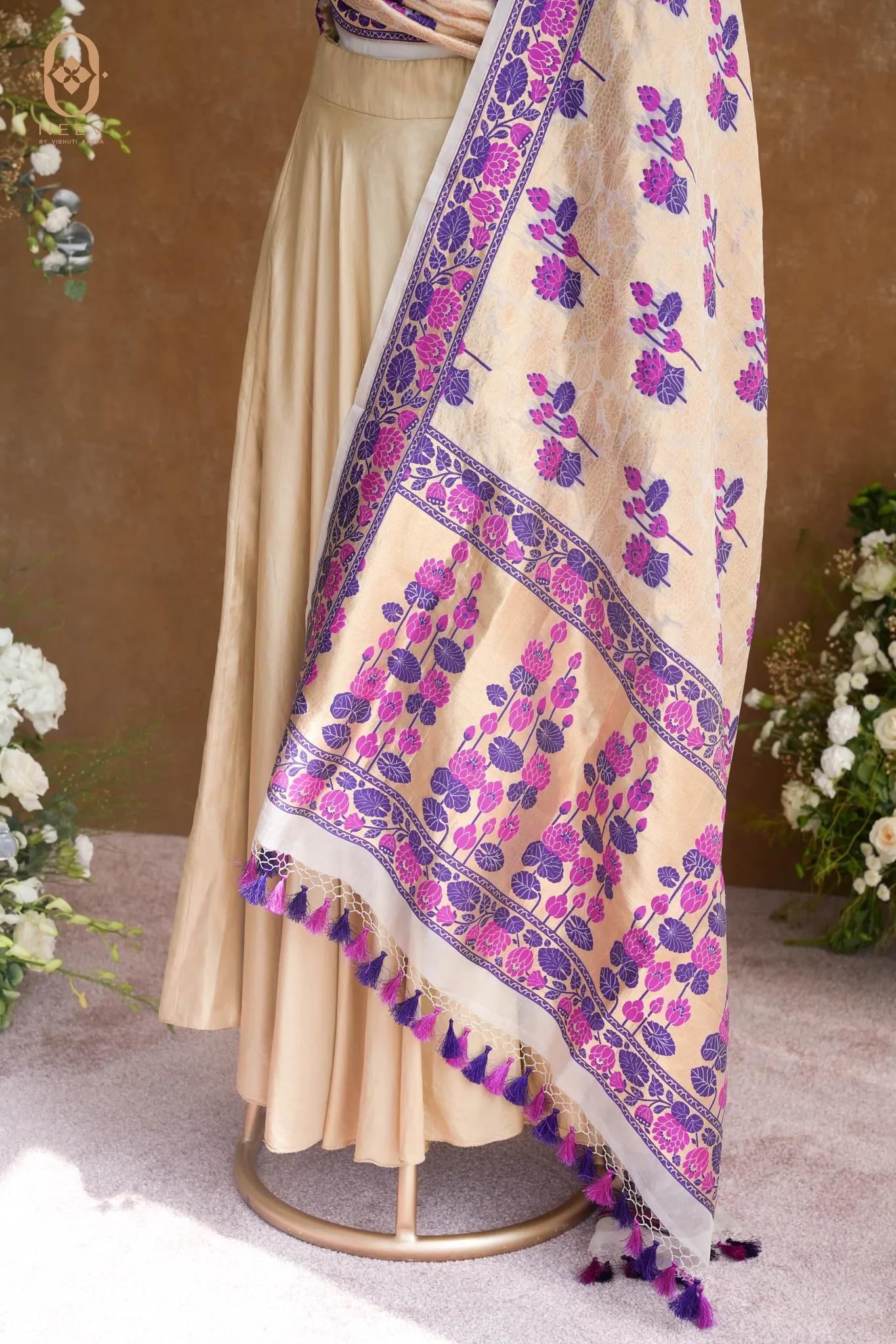 Kora Silk Multi Meenakari Dupatta